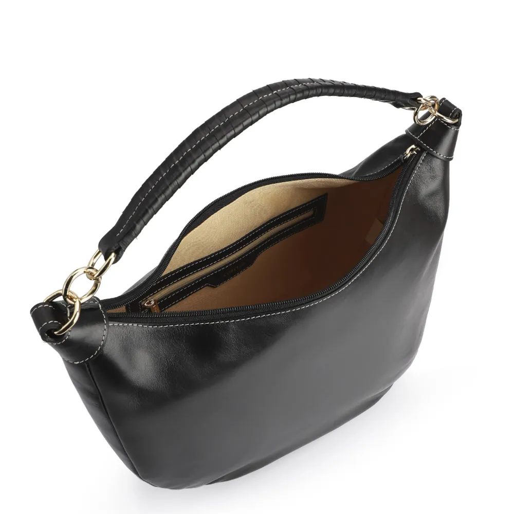 Bolsa Hobo Couro Preto - imagem 4