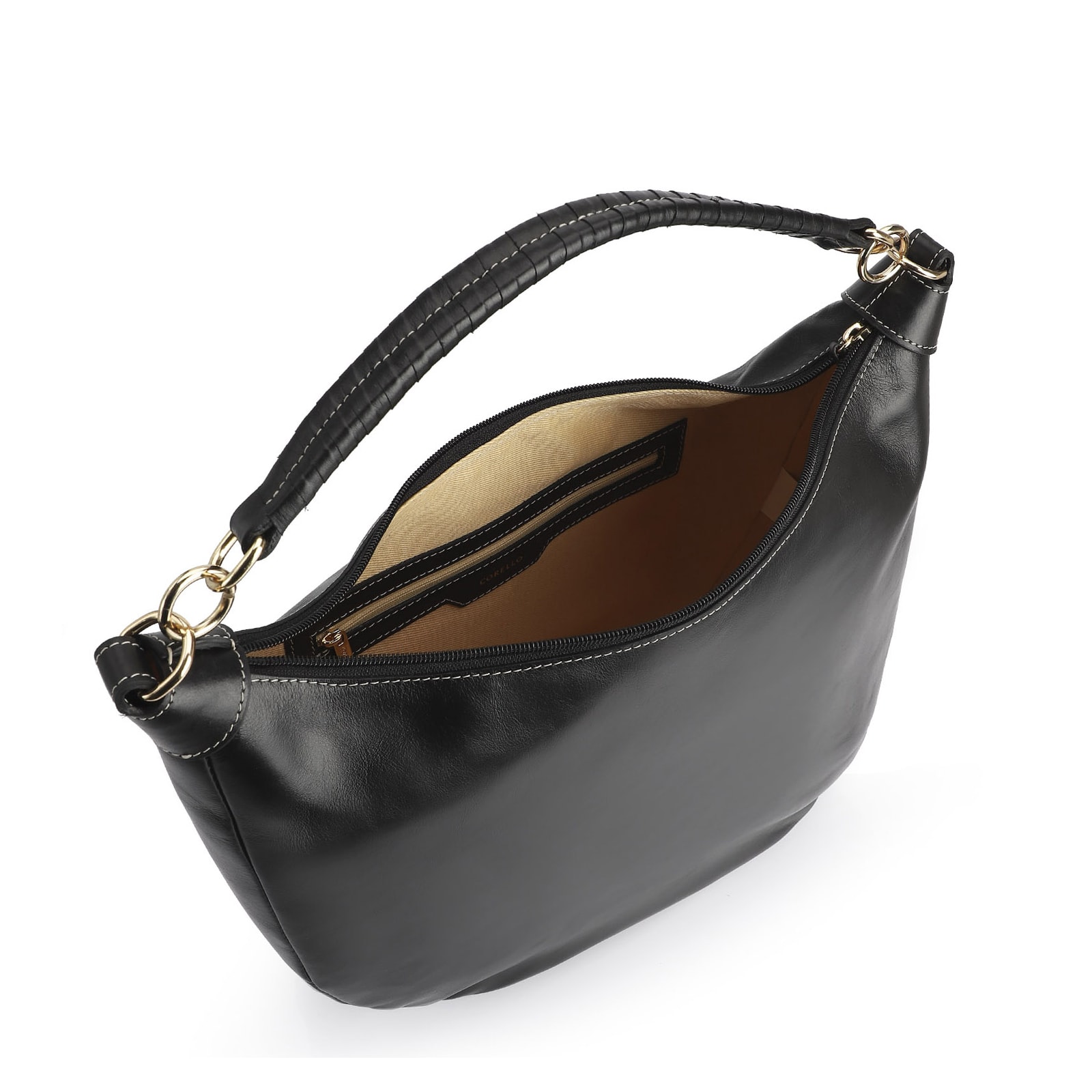 Bolsa Hobo Couro Preto