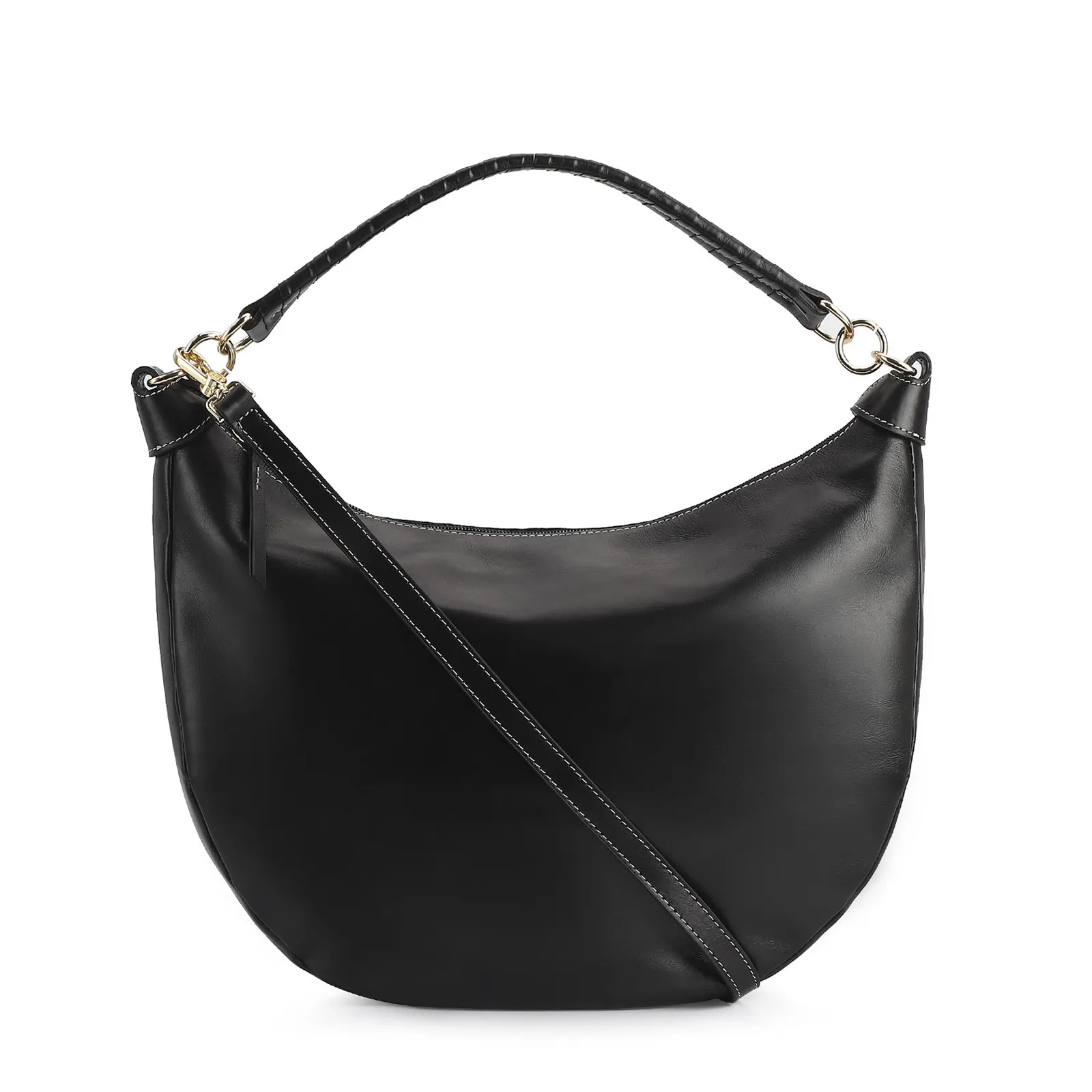 Bolsa Hobo Couro Preto