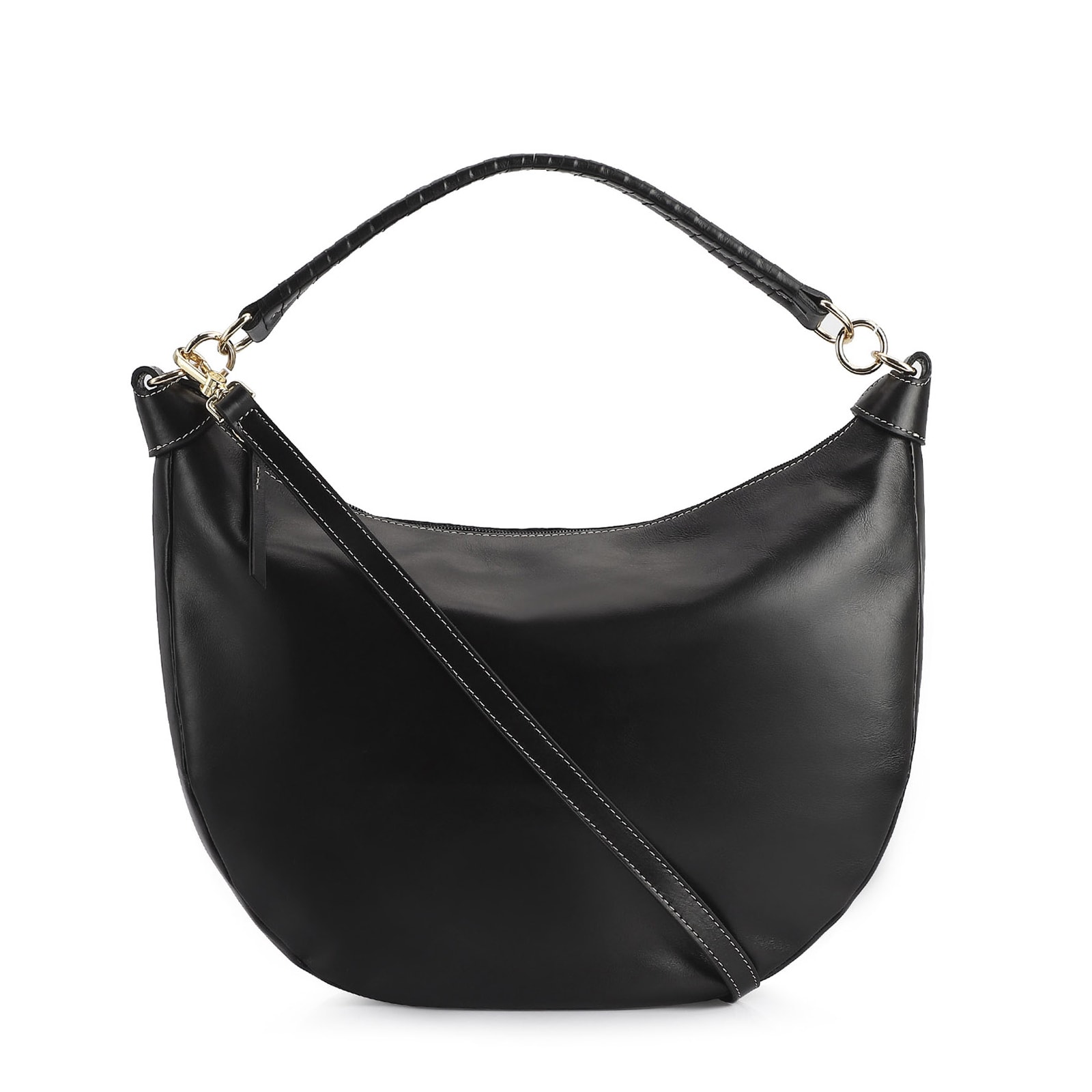 Bolsa Hobo Couro Preto