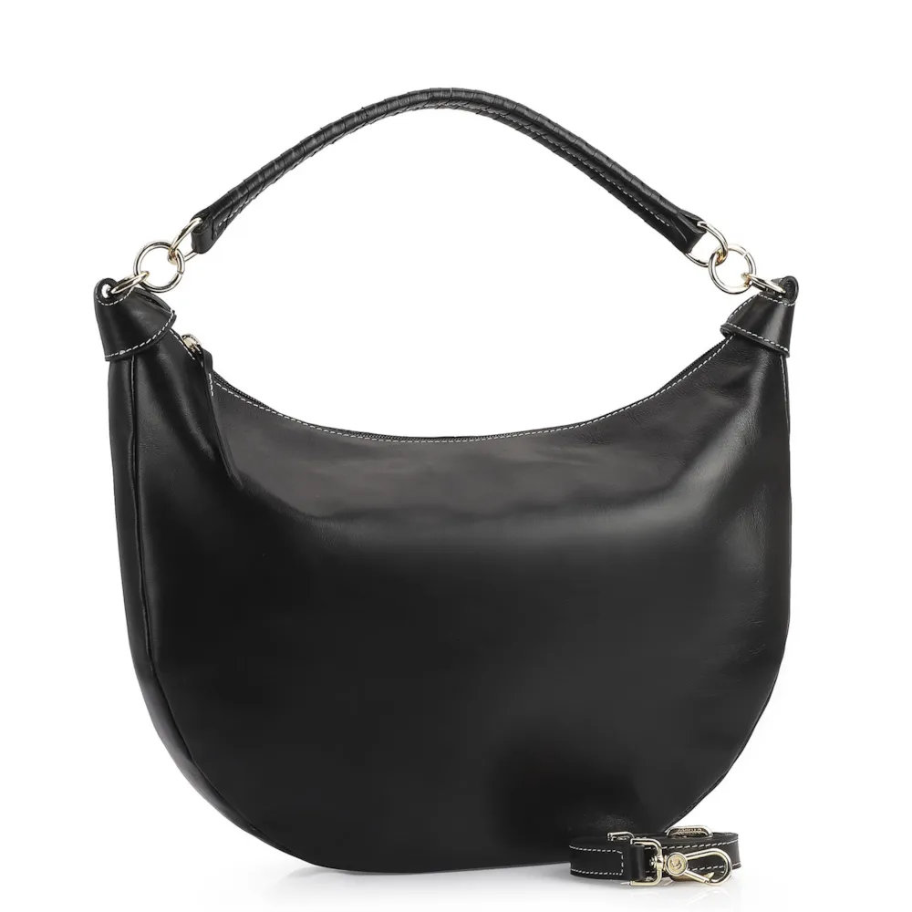 Bolsa Hobo Couro Preto - imagem 2