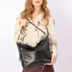 Bolsa Hobo Couro Preto  Zíper Lateral - imagem 2