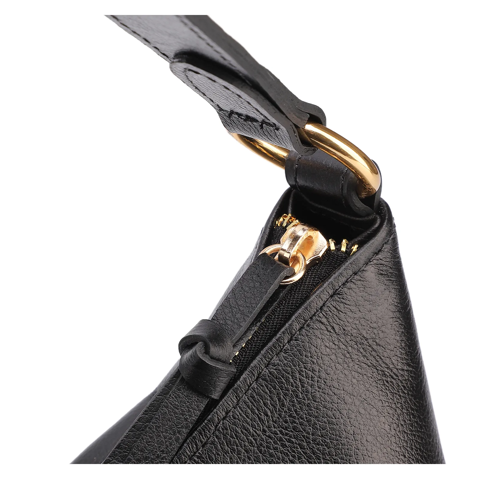 Bolsa Hobo Couro Preto  Zíper Lateral
