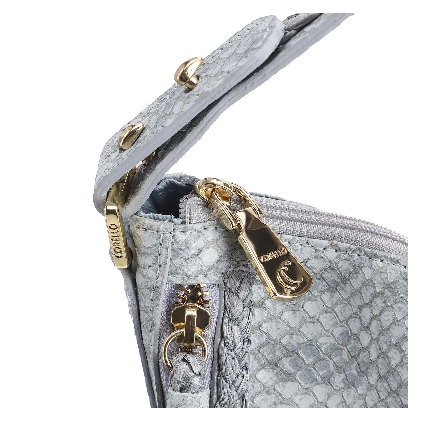 Bolsa Hobo Couro Python Azul