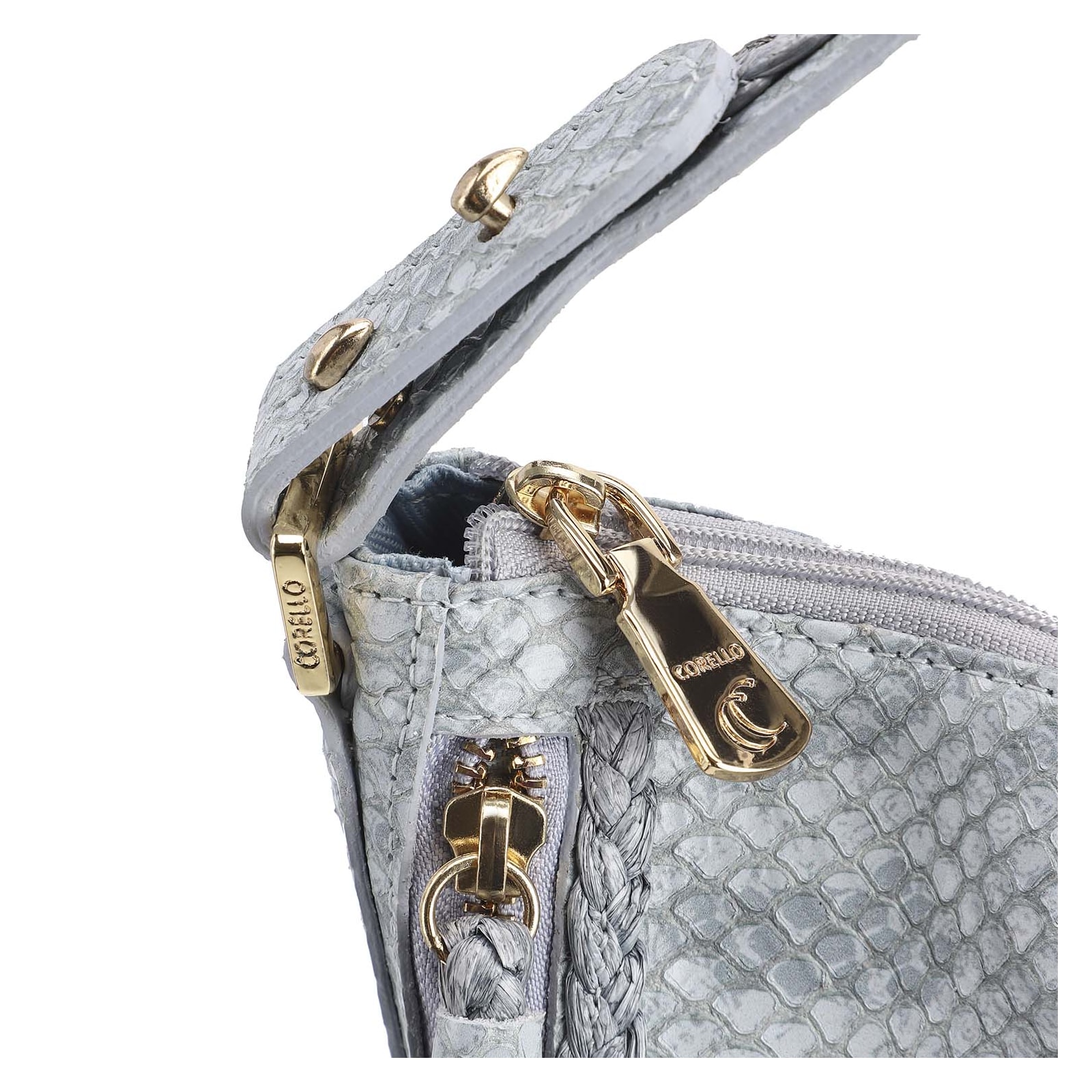 Bolsa Hobo Couro Python Azul
