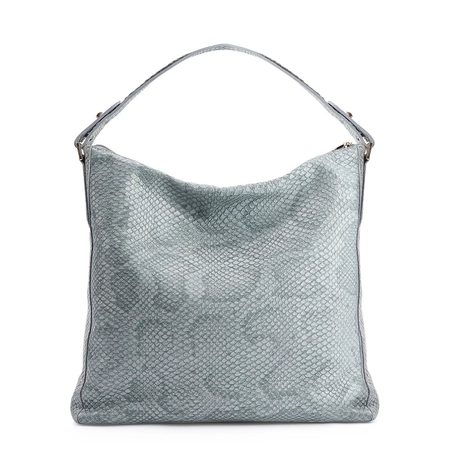 Bolsa Hobo Couro Python Azul