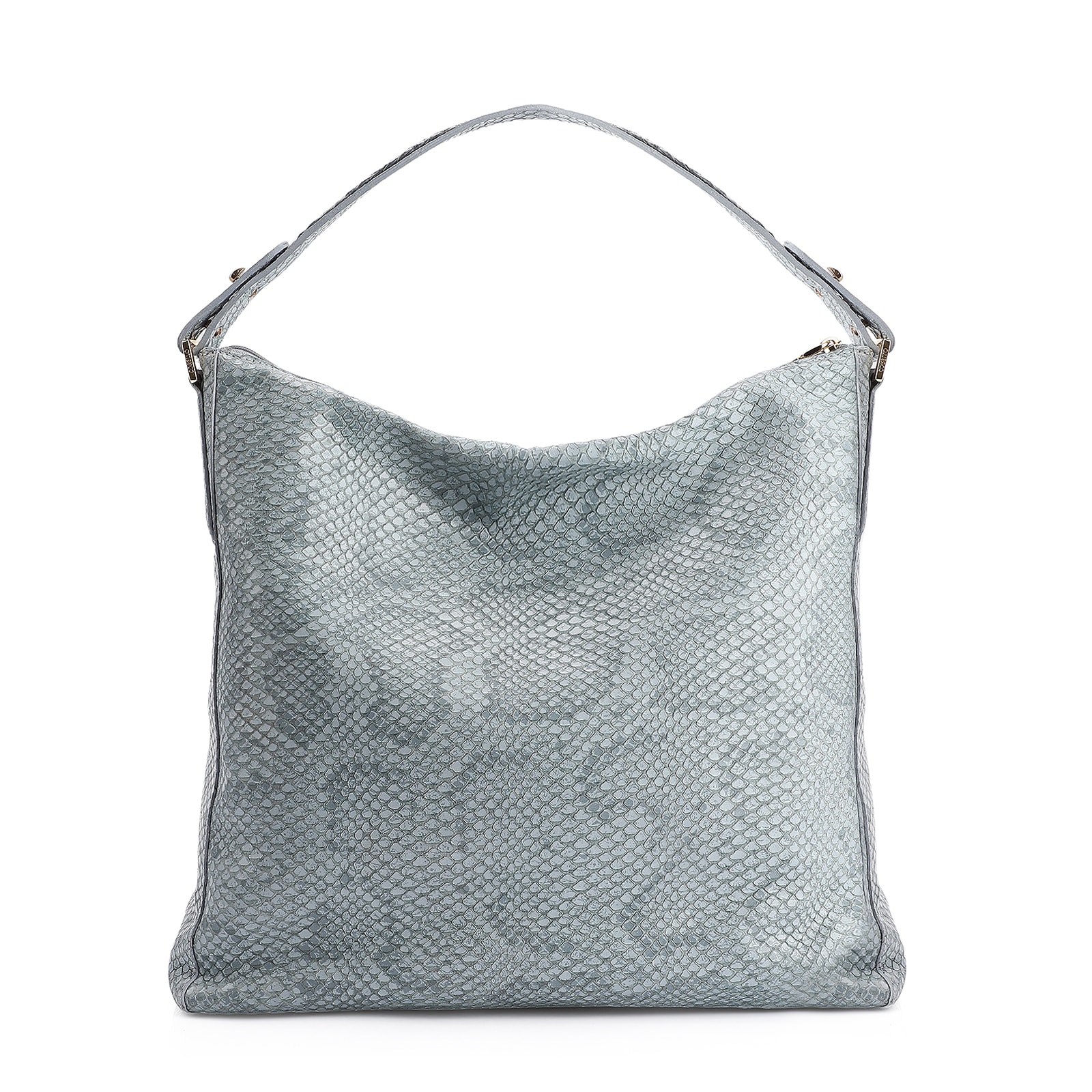 Bolsa Hobo Couro Python Azul