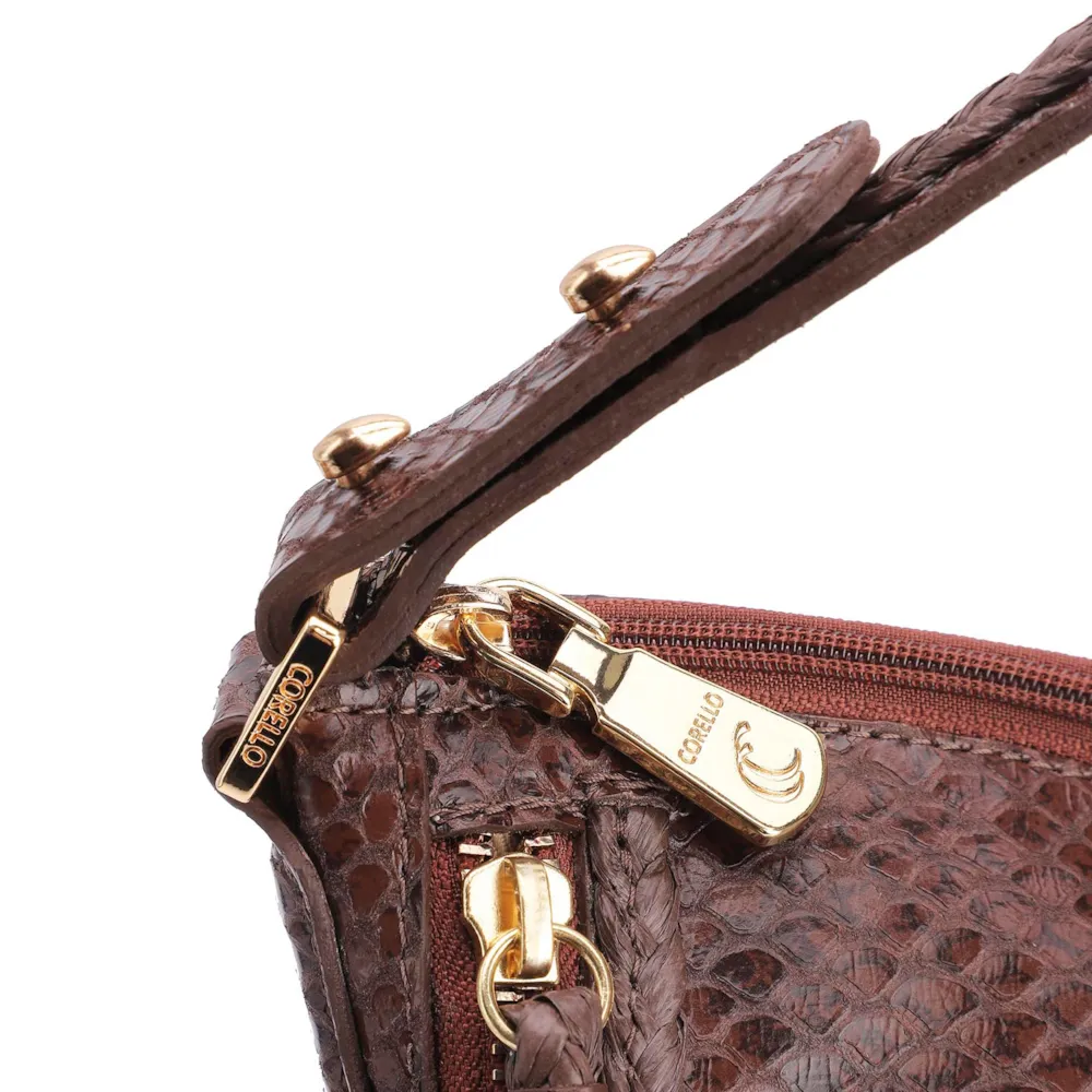 Bolsa Hobo Couro Python Marrom - imagem 5