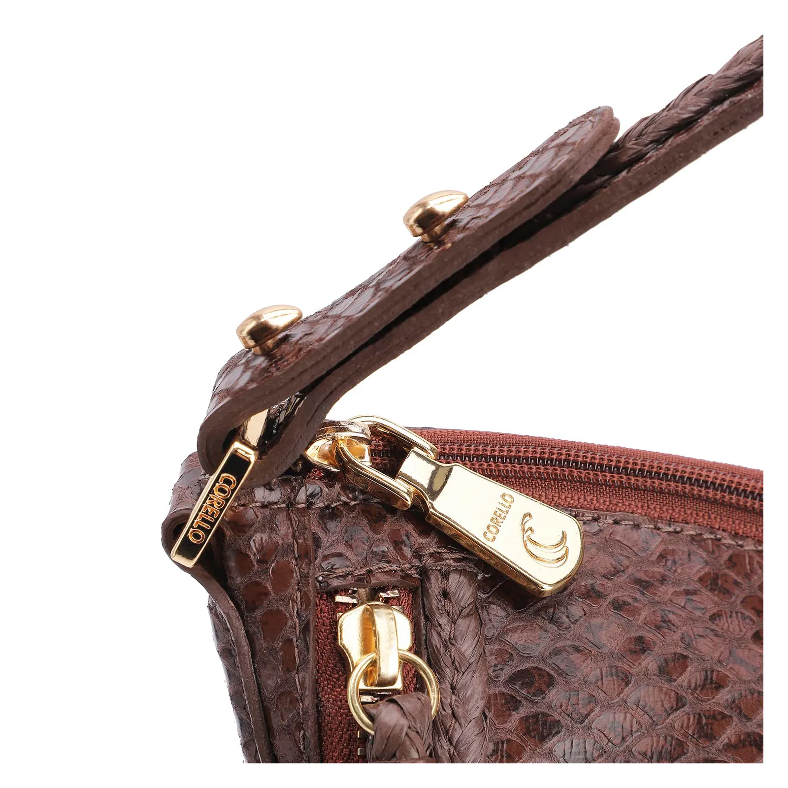 Bolsa Hobo Couro Python Marrom