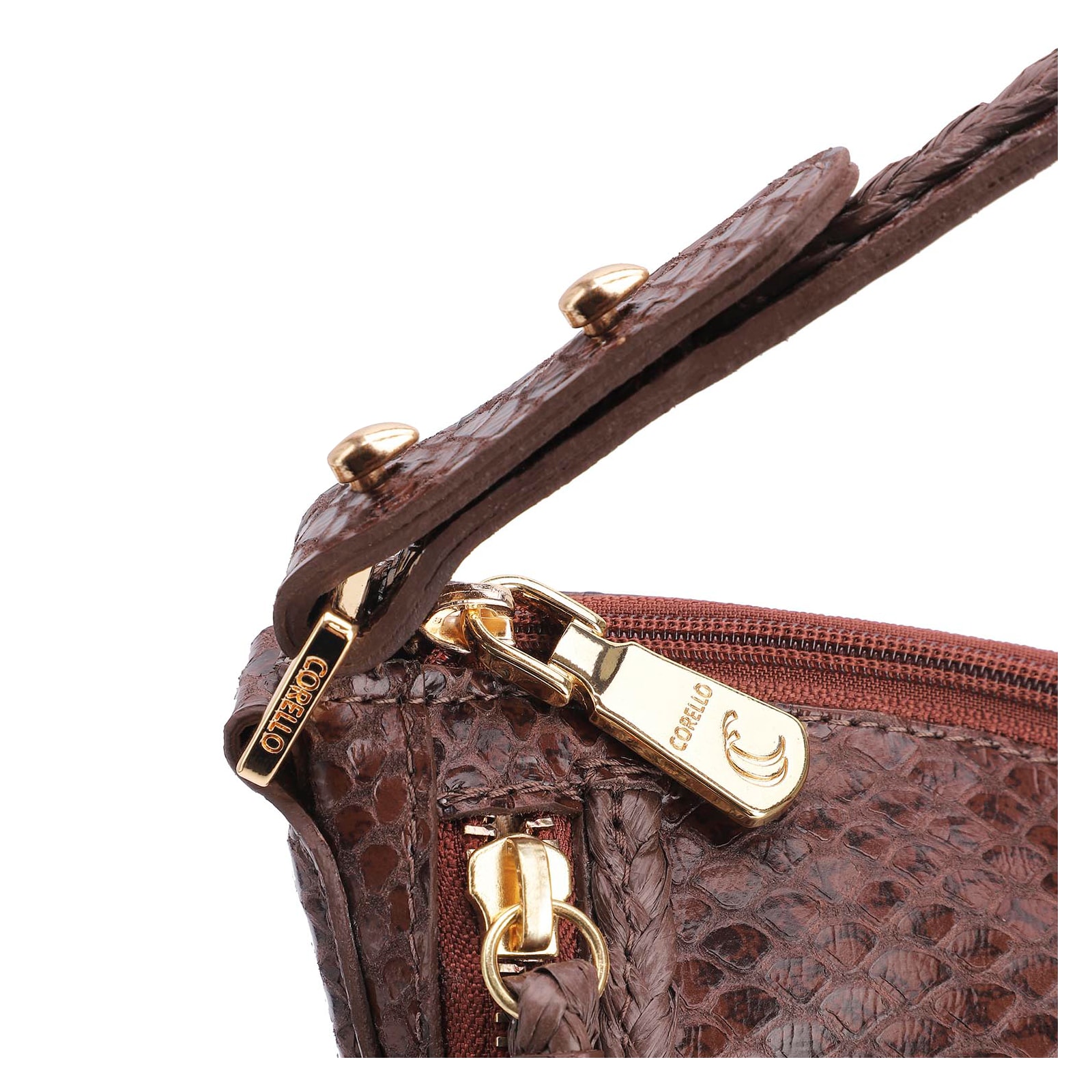 Bolsa Hobo Couro Python Marrom