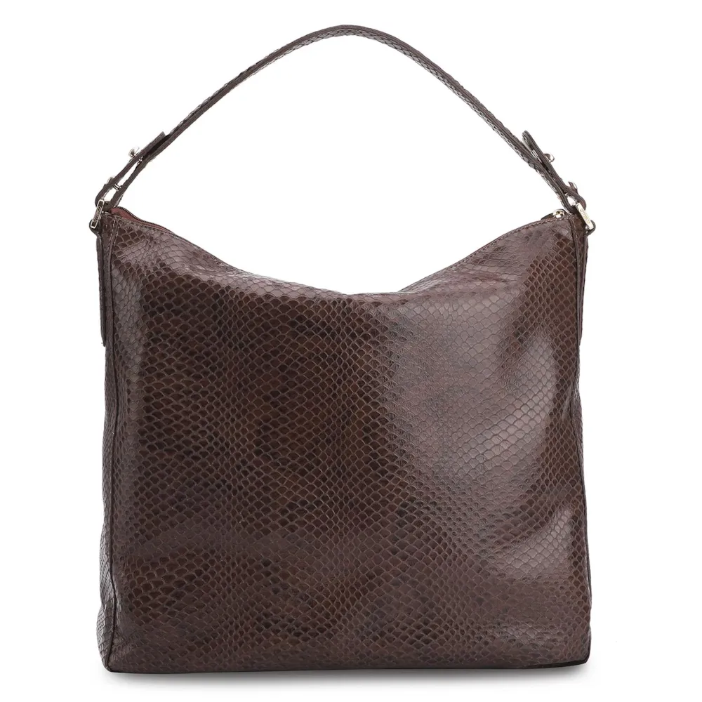 Bolsa Hobo Couro Python Marrom - imagem 3
