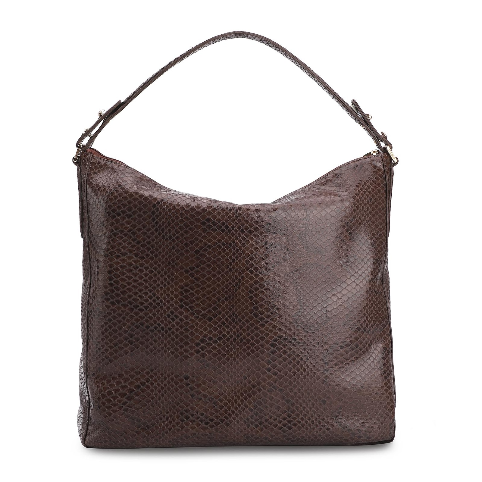 Bolsa Hobo Couro Python Marrom
