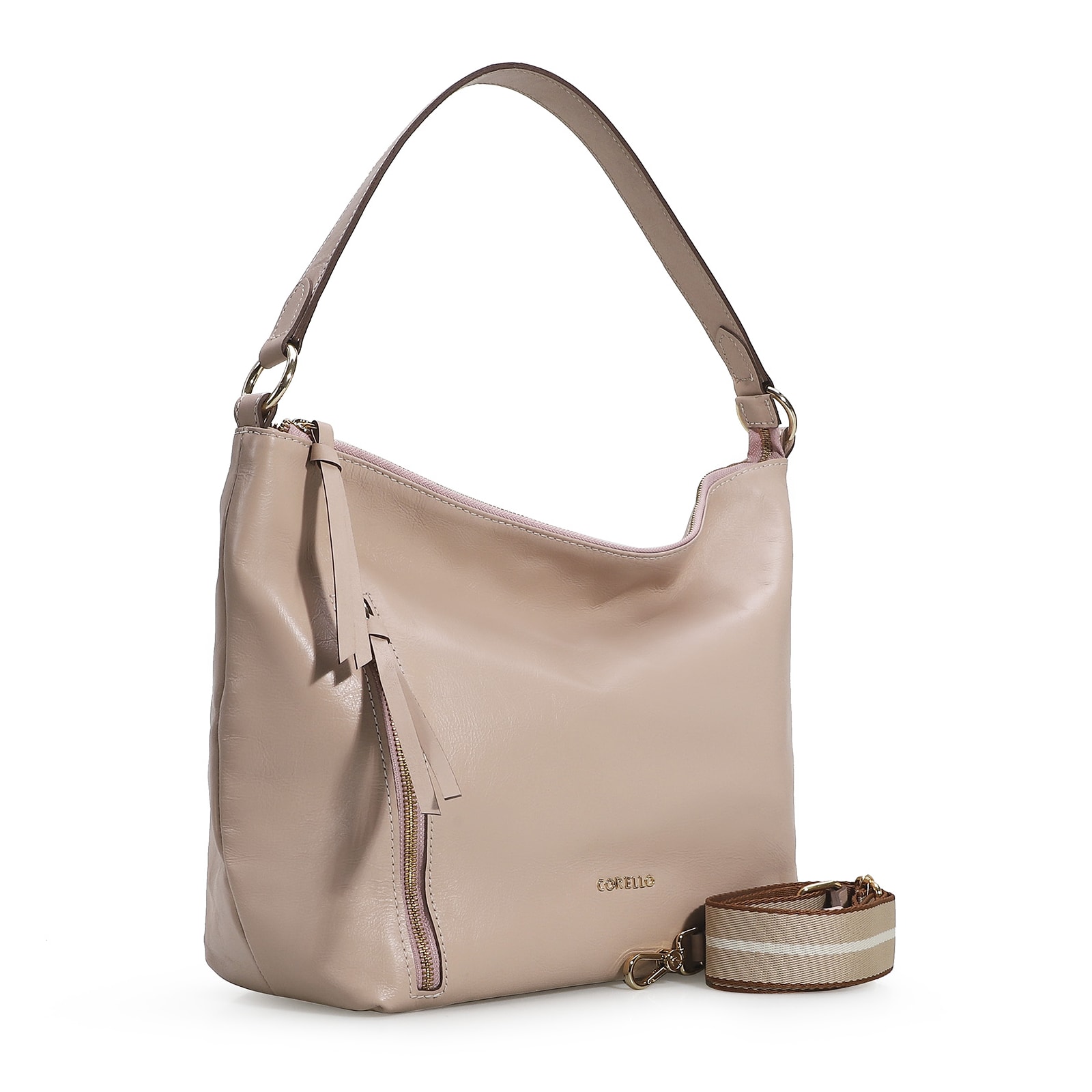 Bolsa Hobo Couro Rosado