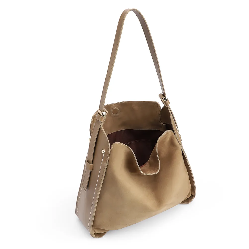 Bolsa Hobo Couro Verde/Couro Nobuck Verde - imagem 4