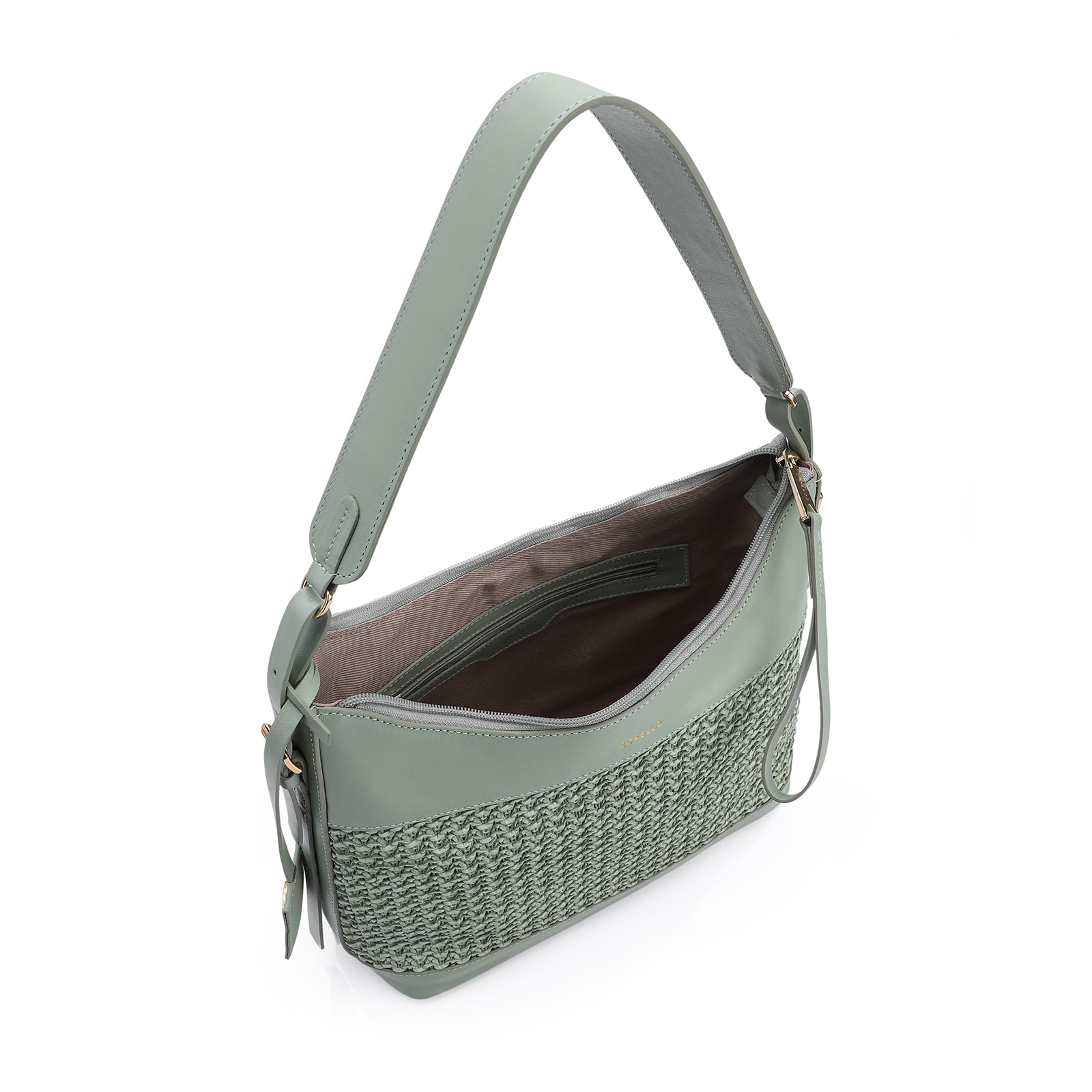 Bolsa Hobo Couro Verde/Crochet Verde
