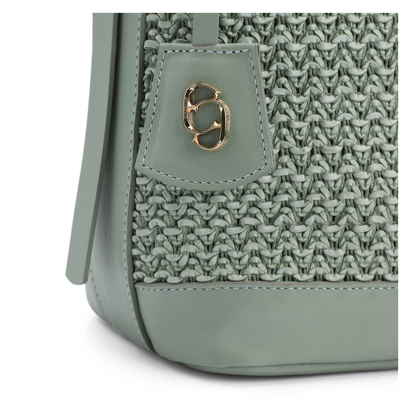 Bolsa Hobo Couro Verde/Crochet Verde