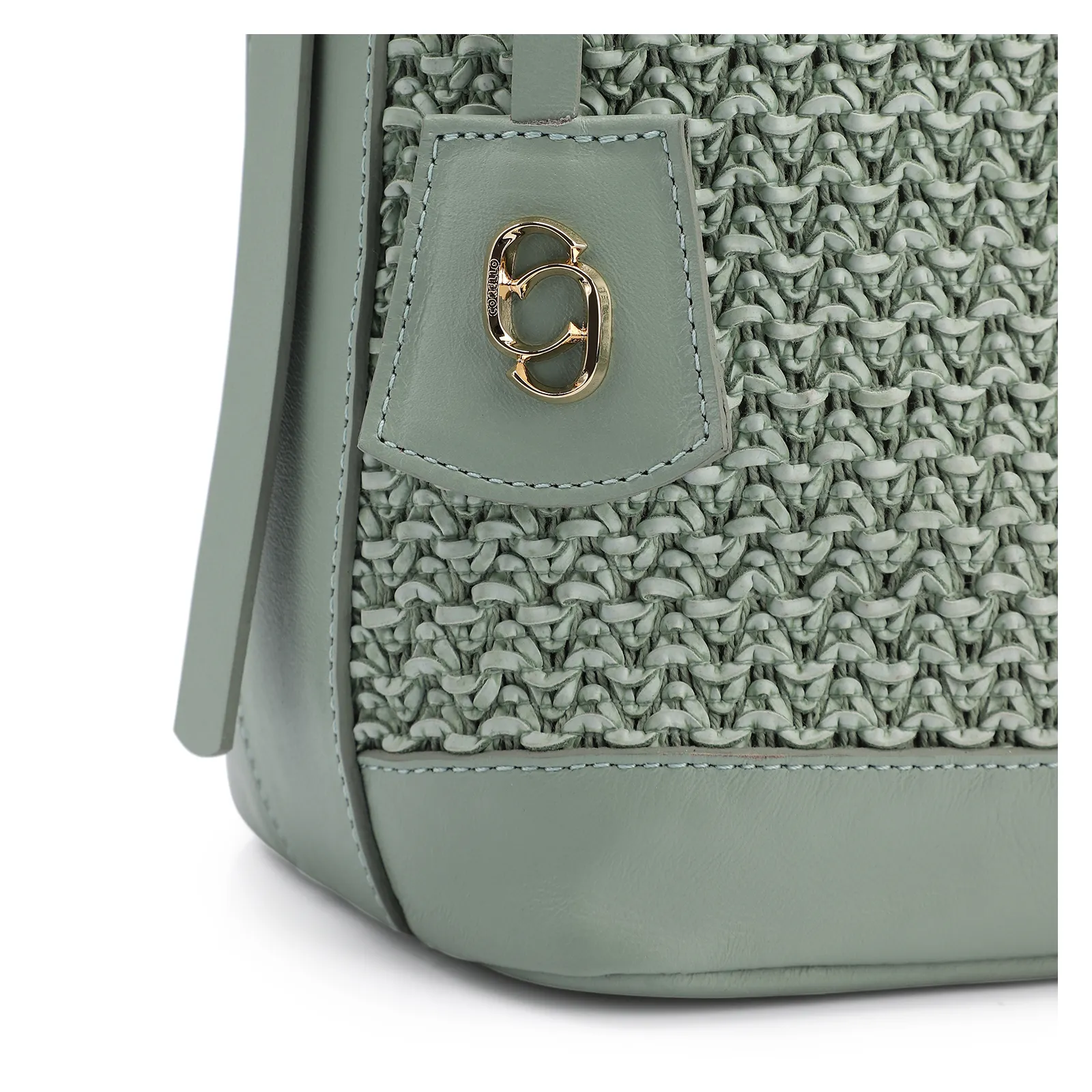 Bolsa Hobo Couro Verde/Crochet Verde