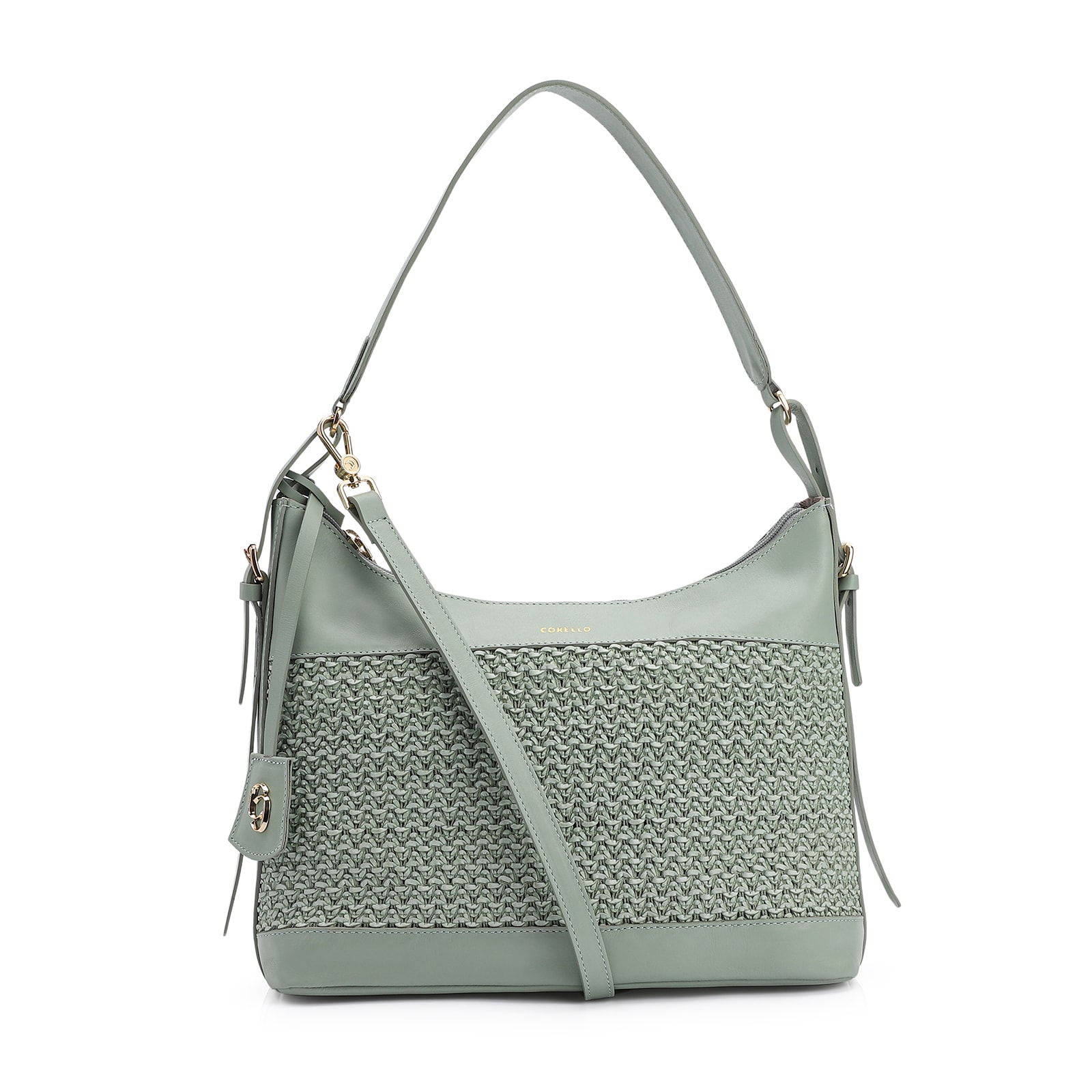 Bolsa Hobo Couro Verde/Crochet Verde