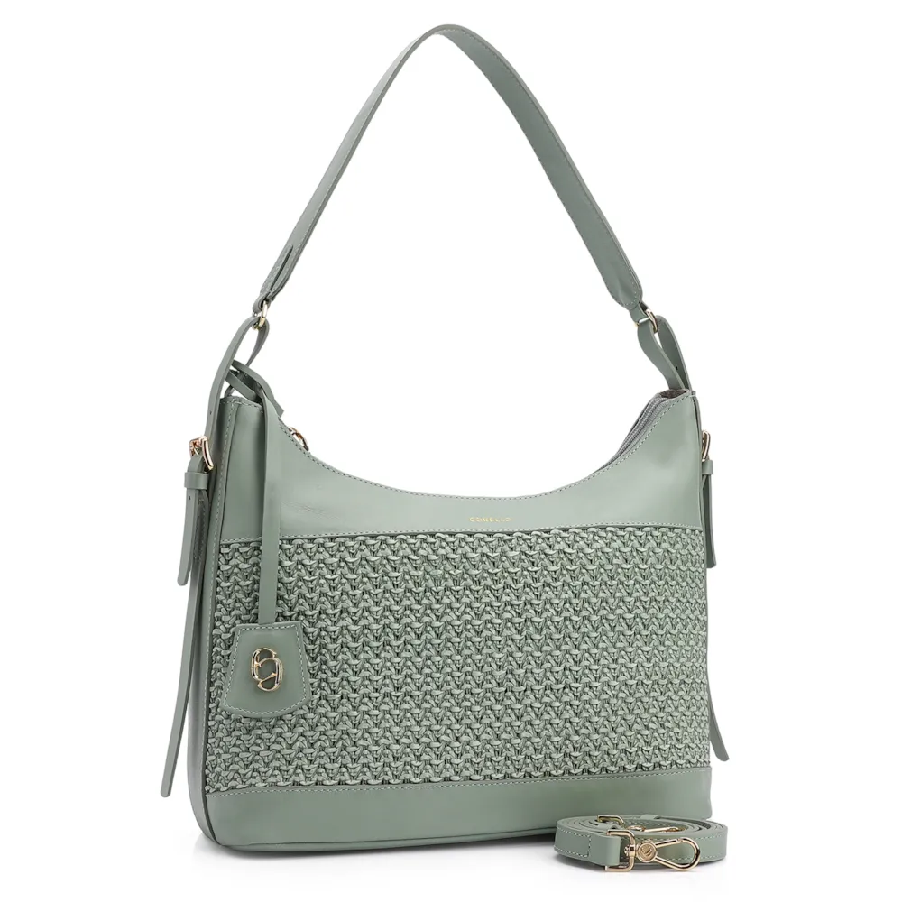 Bolsa Hobo Couro Verde/Crochet Verde - imagem 2