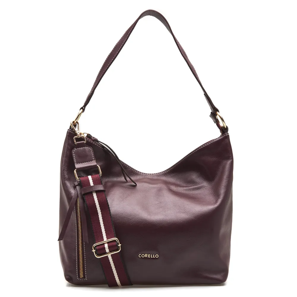 Bolsa Hobo Couro Vinho