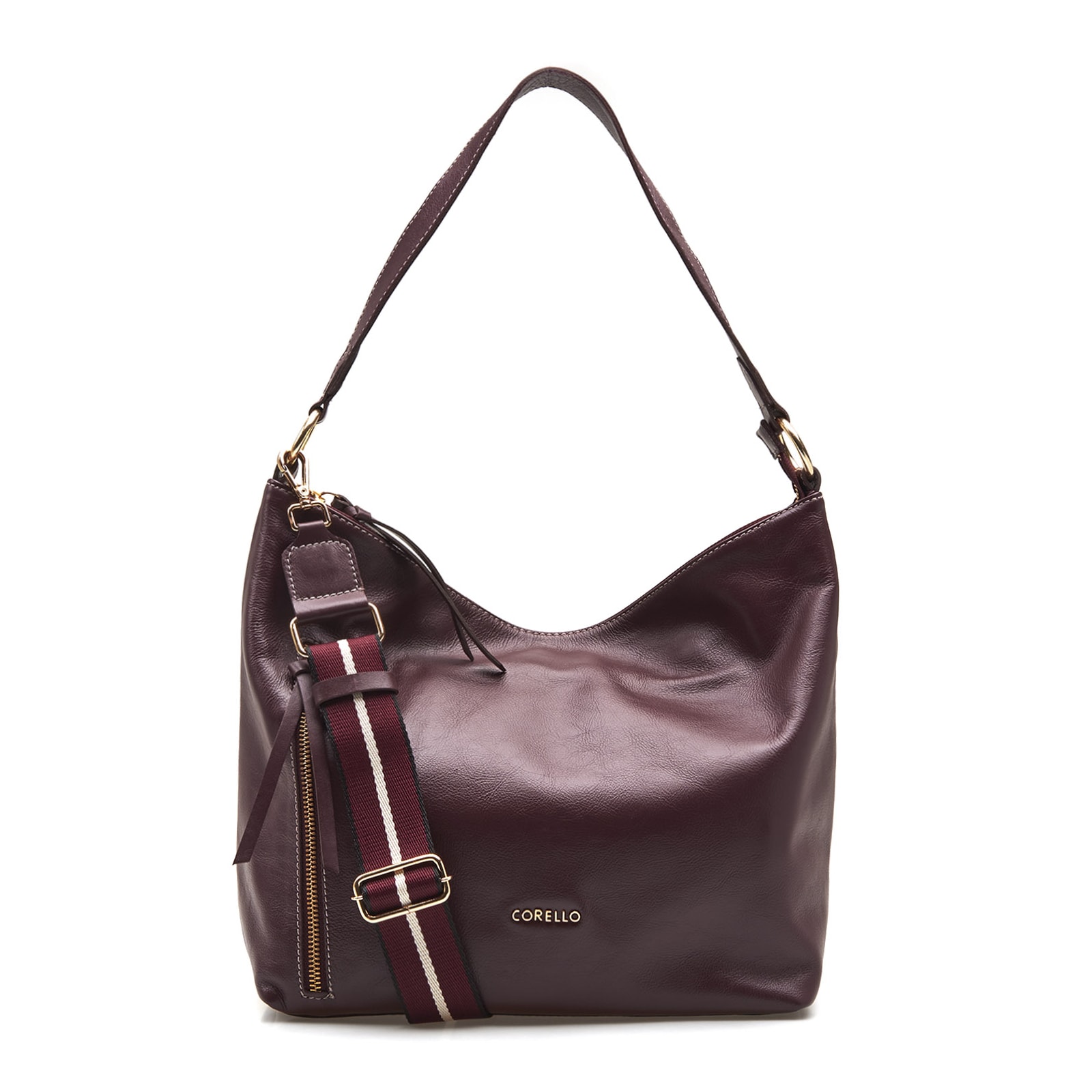 Bolsa Hobo Couro Vinho