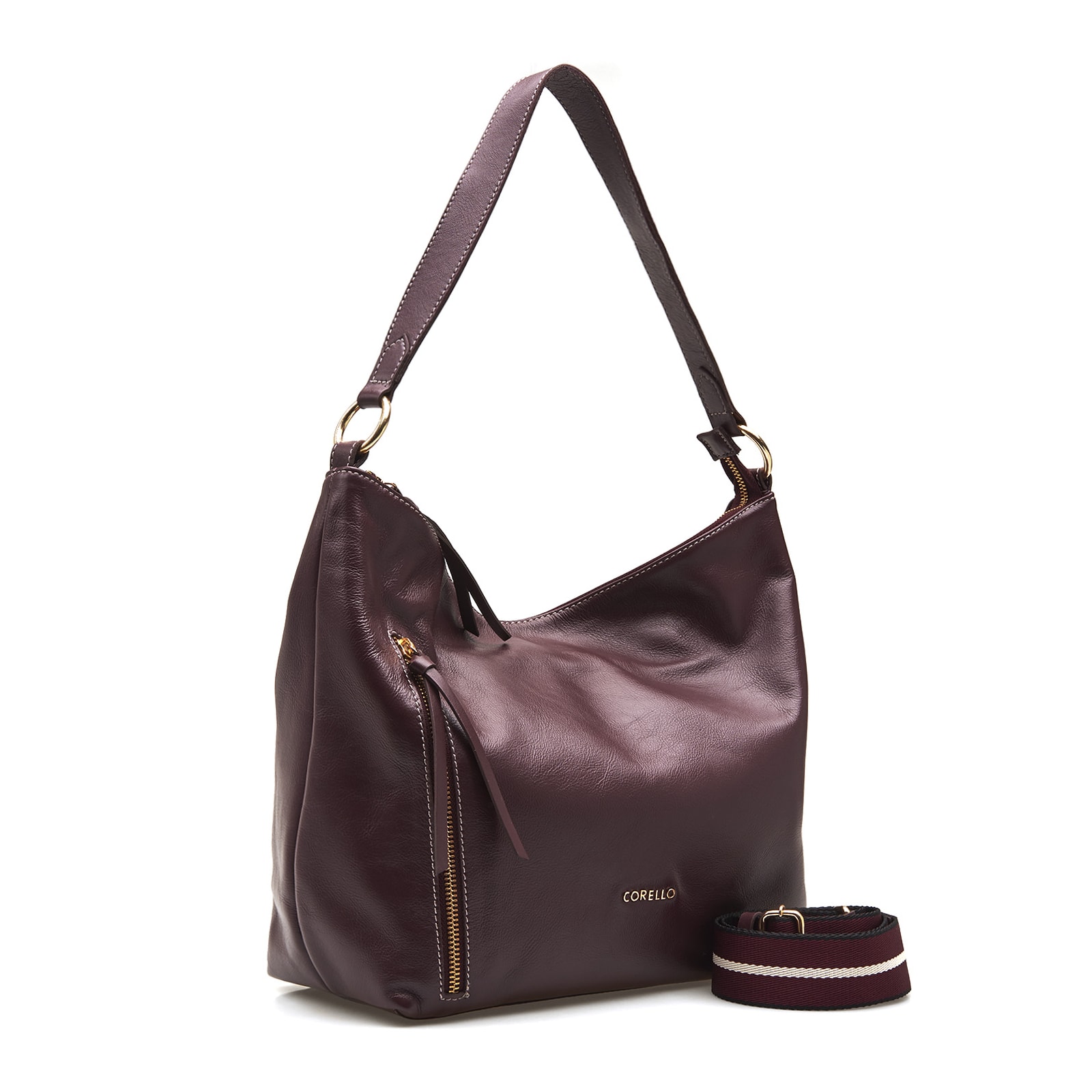 Bolsa Hobo Couro Vinho