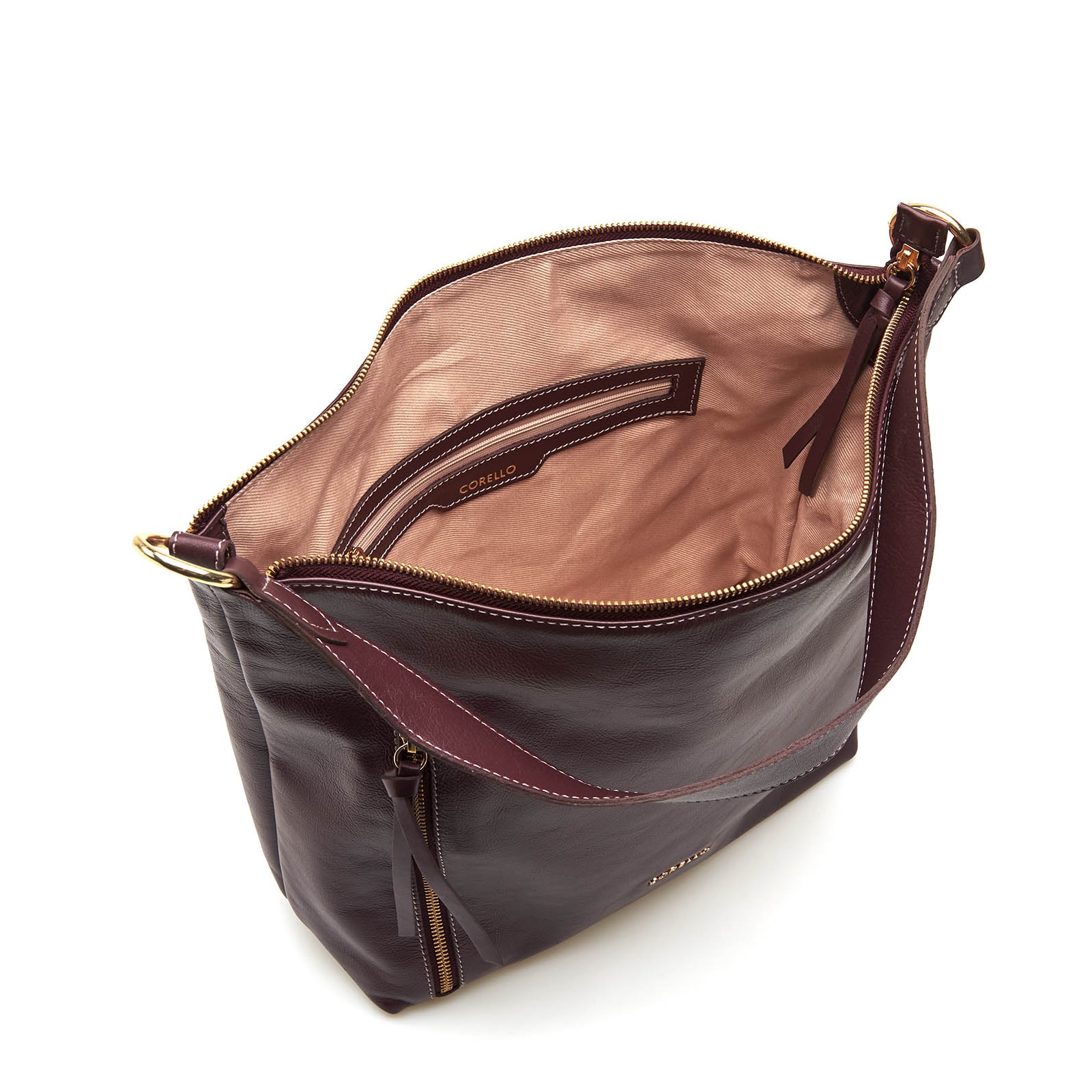 Bolsa Hobo Couro Vinho