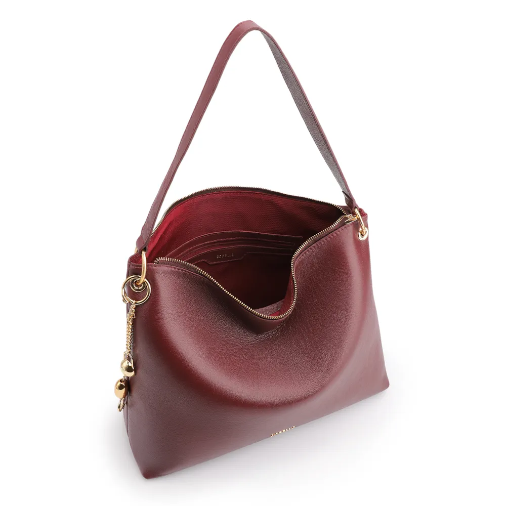 Bolsa Hobo Couro Vinho - imagem 5