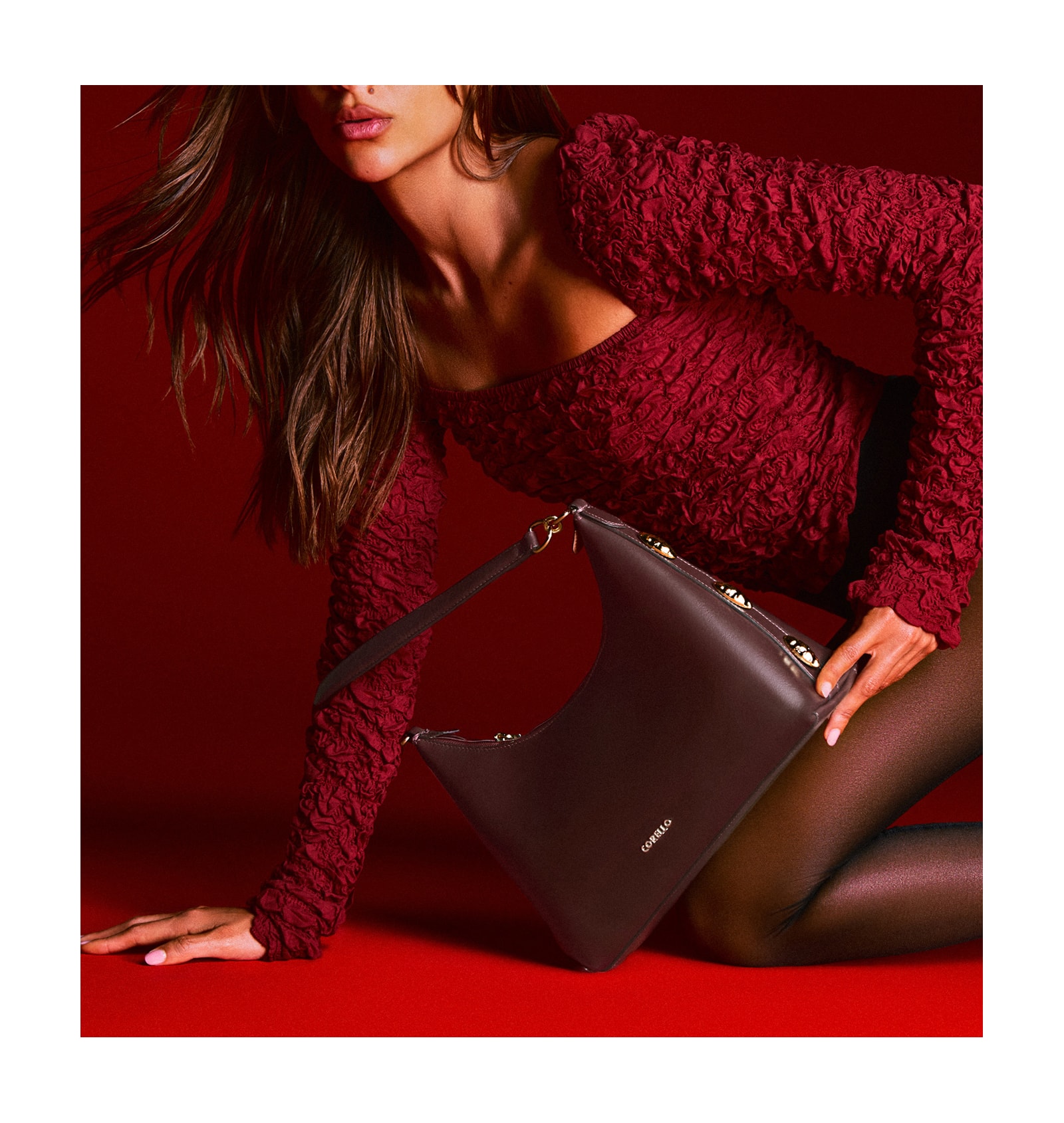 Bolsa Hobo Couro Vinho