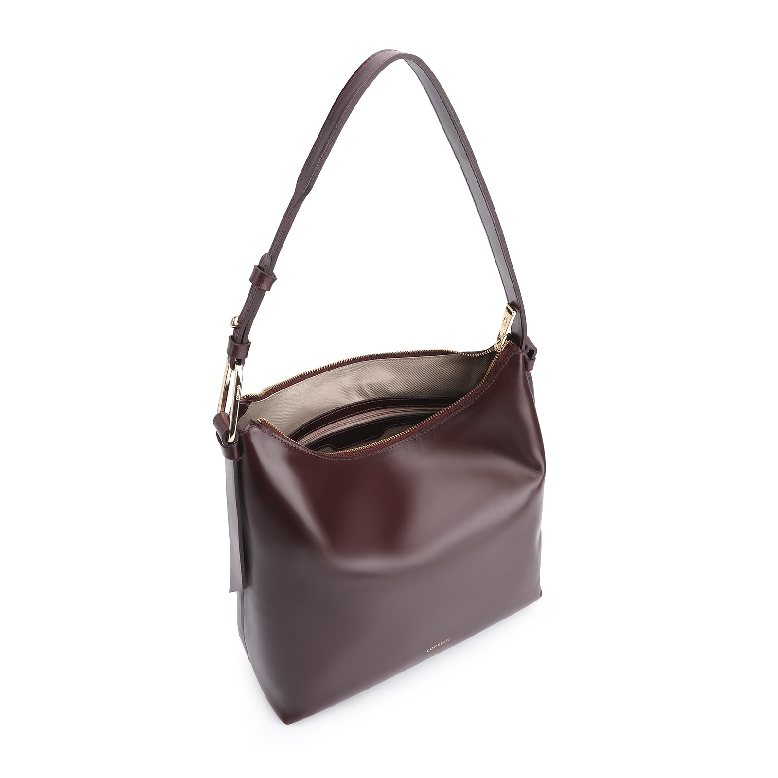 Bolsa Hobo Couro Vinho Escuro