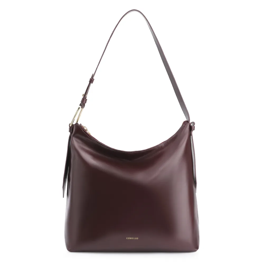 Bolsa Hobo Couro Vinho Escuro