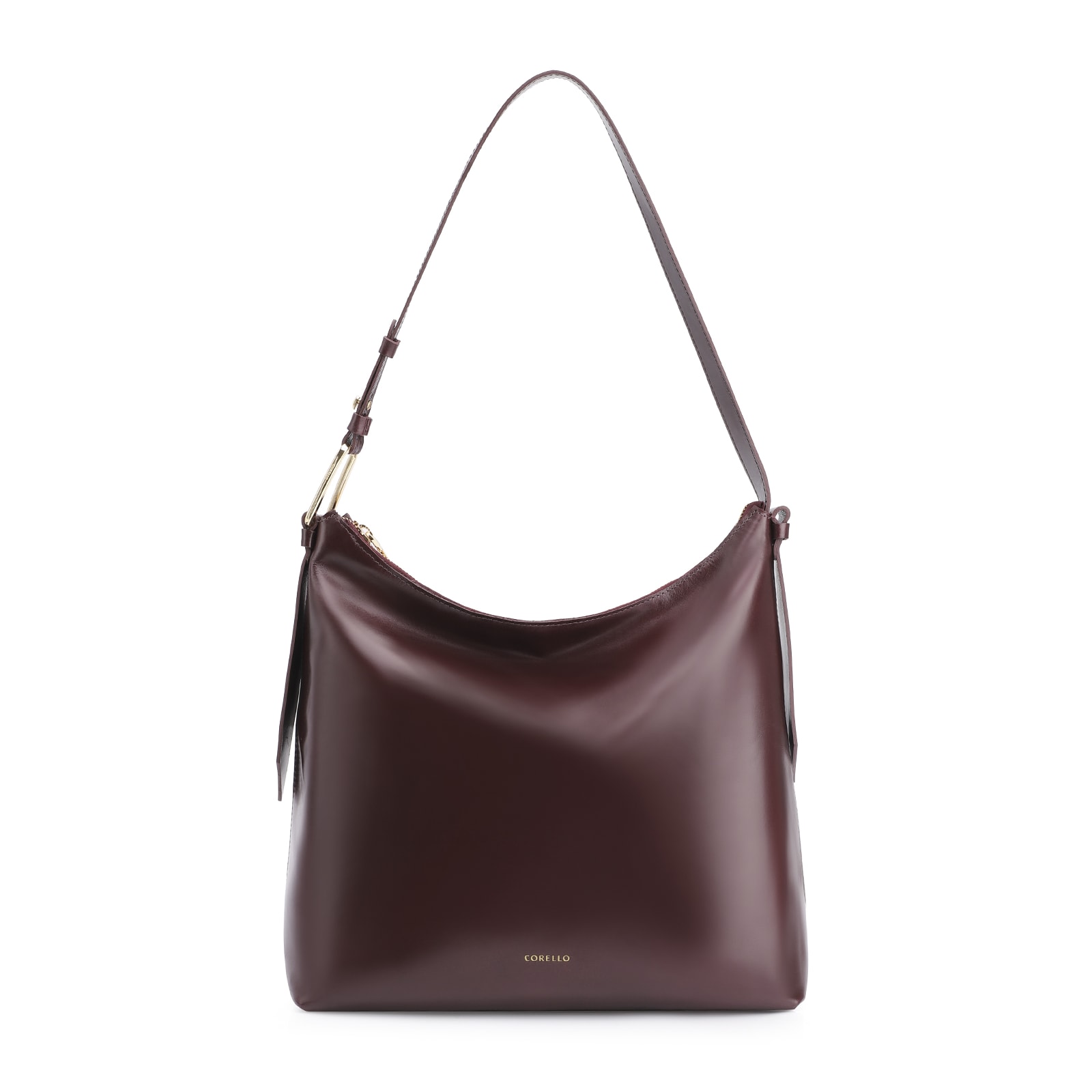 Bolsa Hobo Couro Vinho Escuro