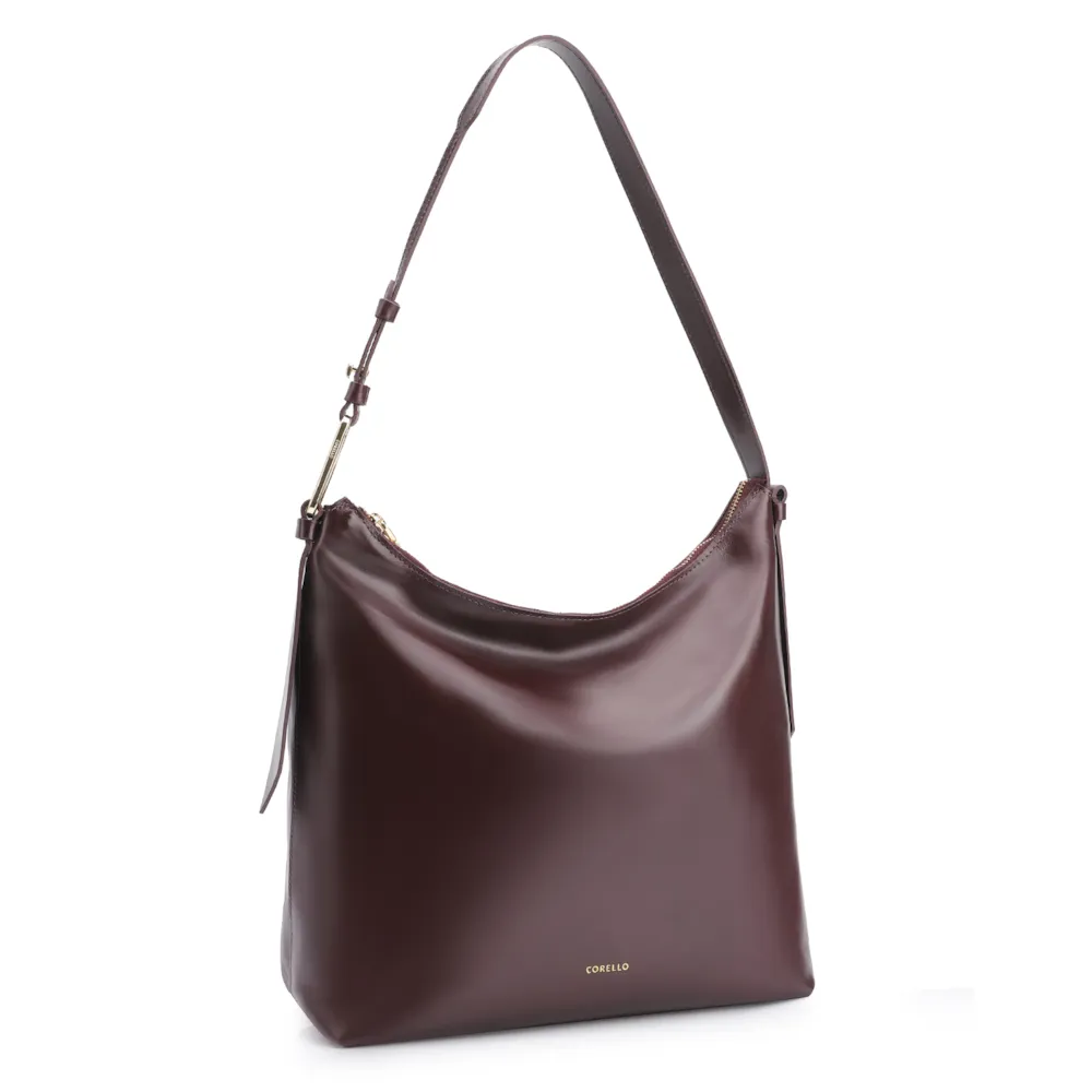 Bolsa Hobo Couro Vinho Escuro - imagem 2