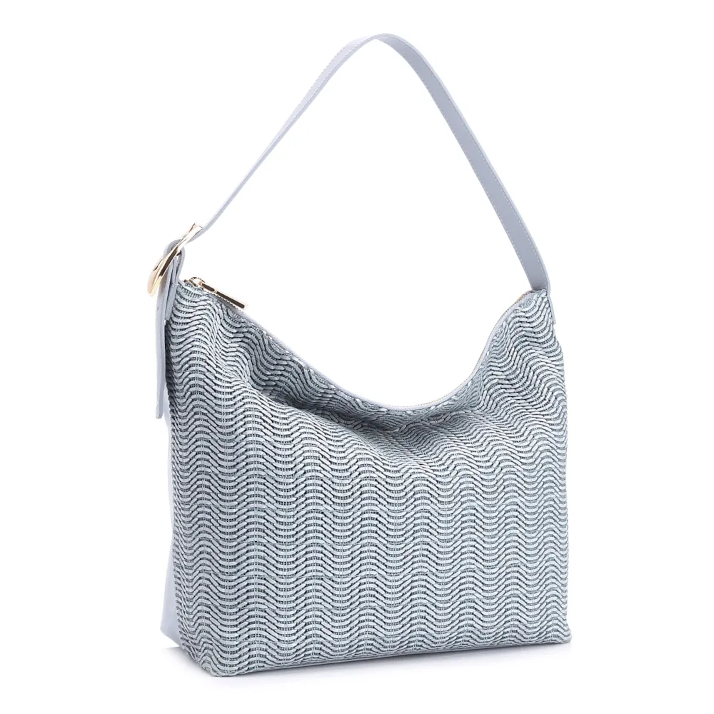 Bolsa Hobo Fivela Couro Azul/Alt Tramado Azul - imagem 3