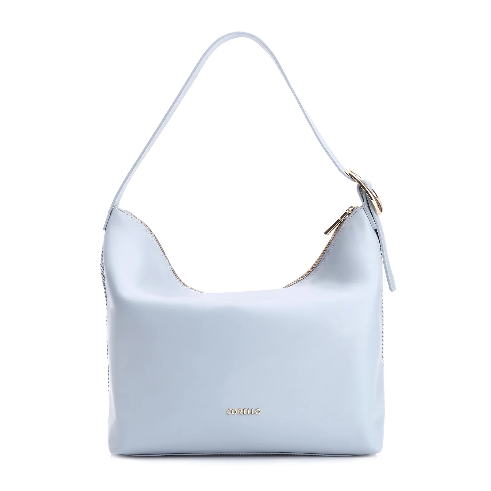 Bolsa Hobo Fivela Couro Azul/Alt Tramado Azul