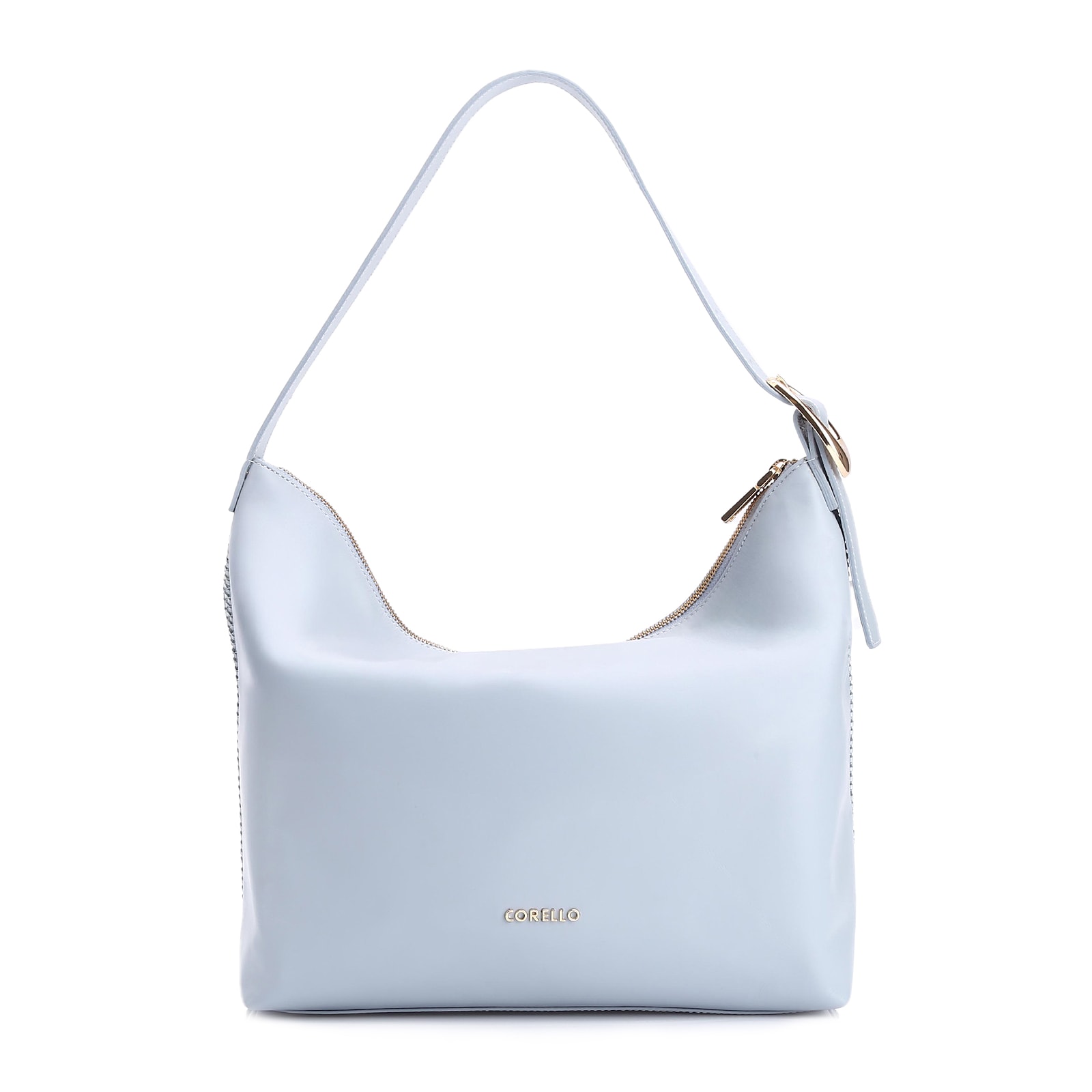 Bolsa Hobo Fivela Couro Azul/Alt Tramado Azul