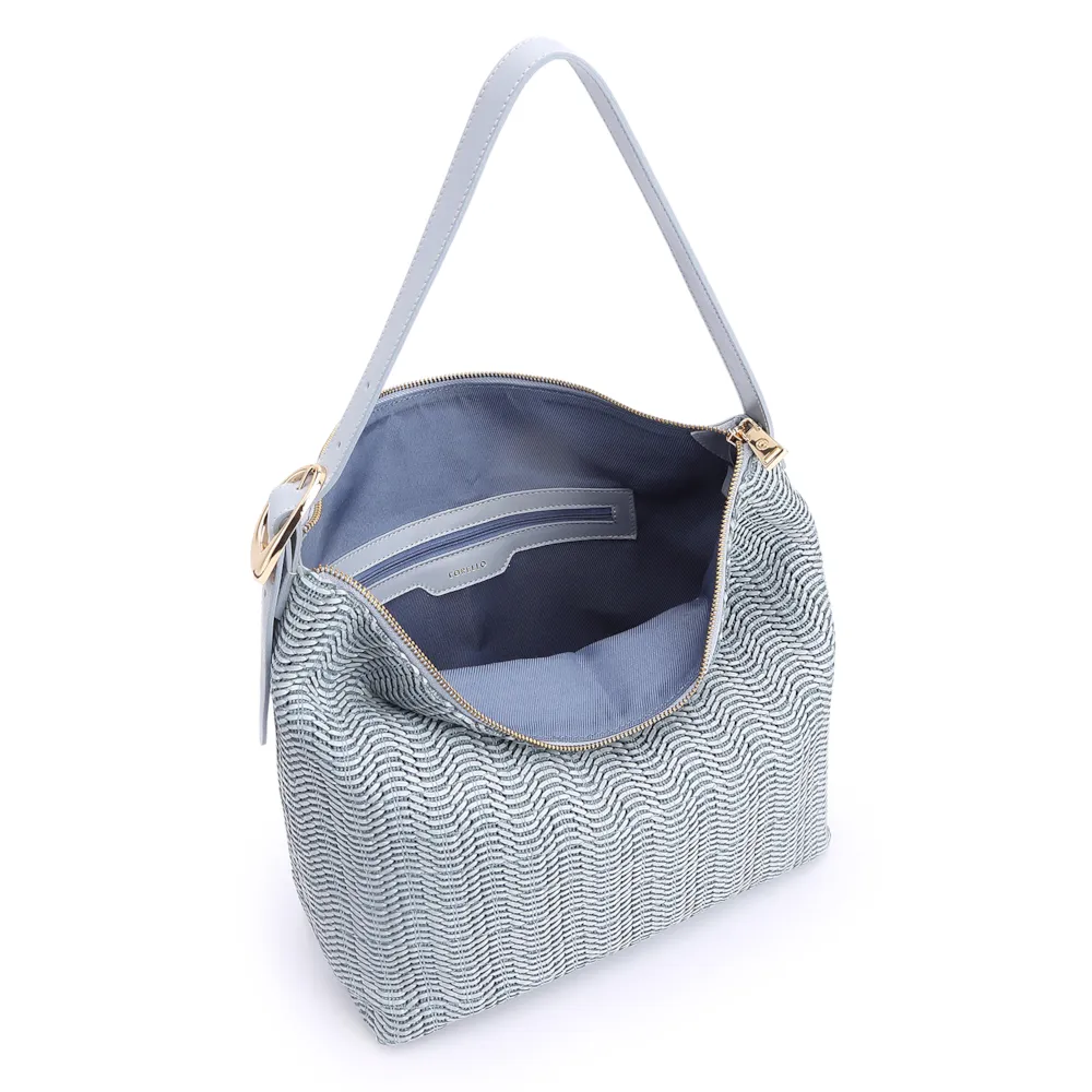 Bolsa Hobo Fivela Couro Azul/Alt Tramado Azul - imagem 5