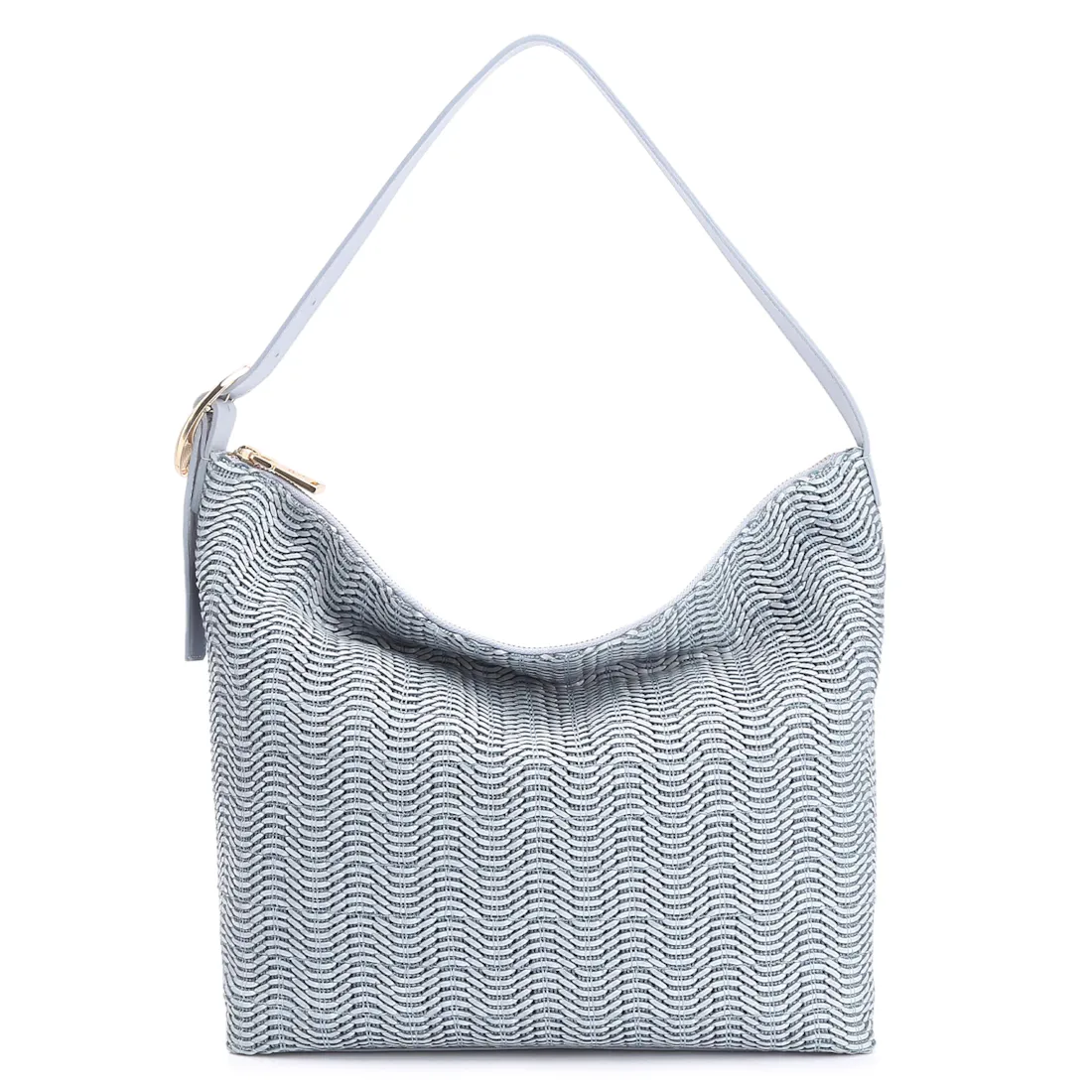 Bolsa Hobo Fivela Couro Azul/Alt Tramado Azul