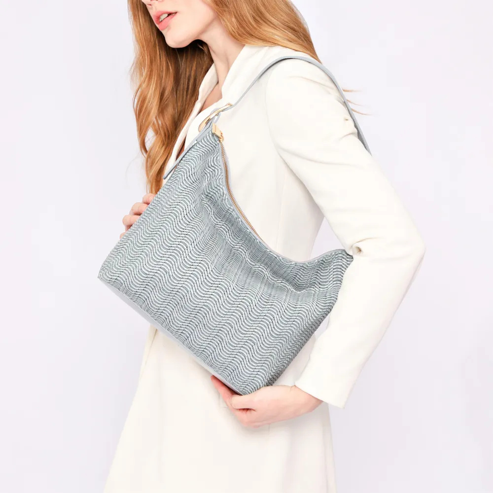 Bolsa Hobo Fivela Couro Azul/Alt Tramado Azul - imagem 2
