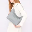 Bolsa Hobo Fivela Couro Azul/Alt Tramado Azul - imagem 2