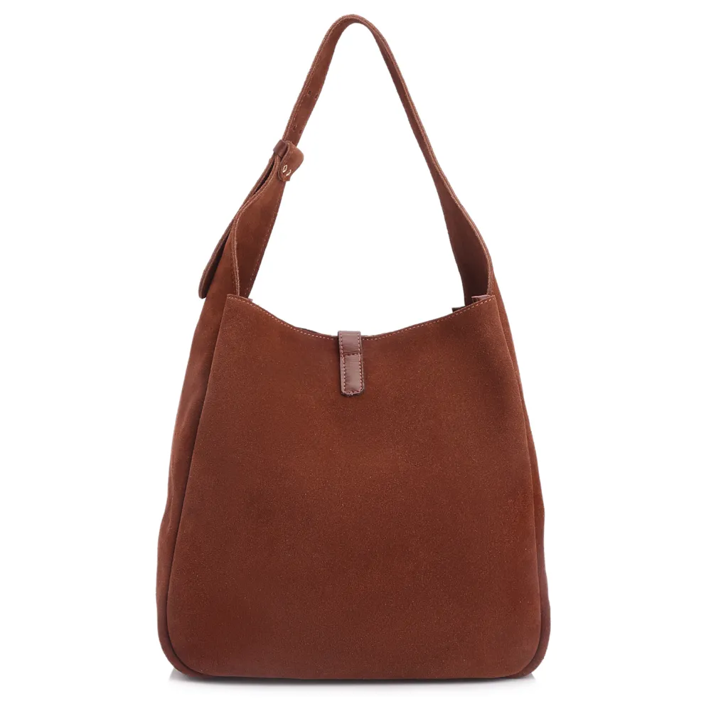 Bolsa Hobo Fivela Couro Camurça Marrom - imagem 3