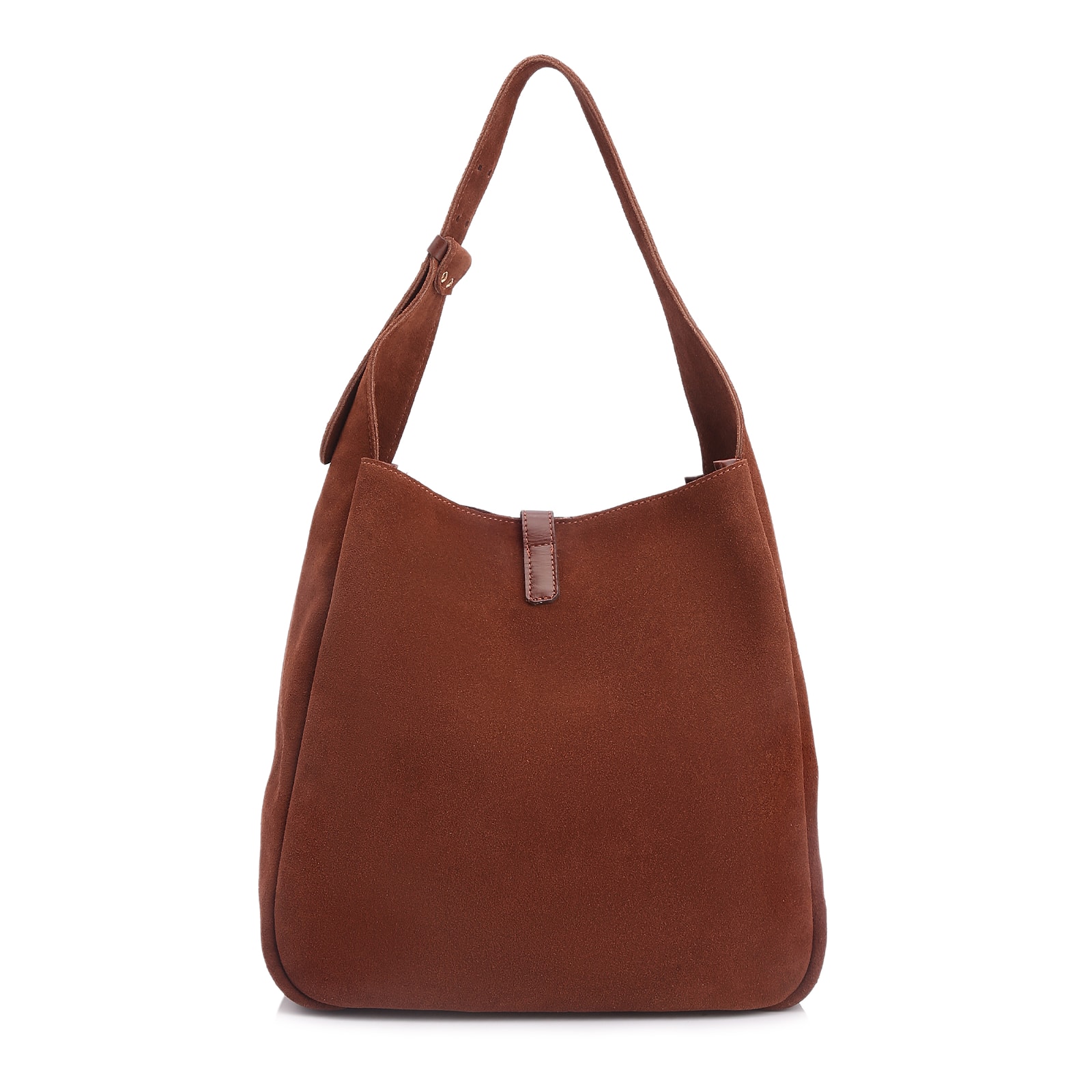 Bolsa Hobo Fivela Couro Camurça Marrom