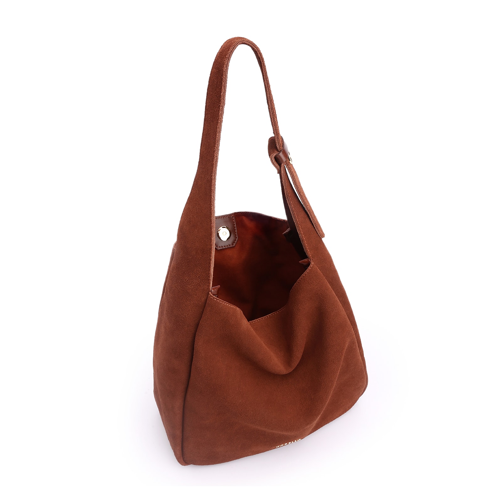 Bolsa Hobo Fivela Couro Camurça Marrom