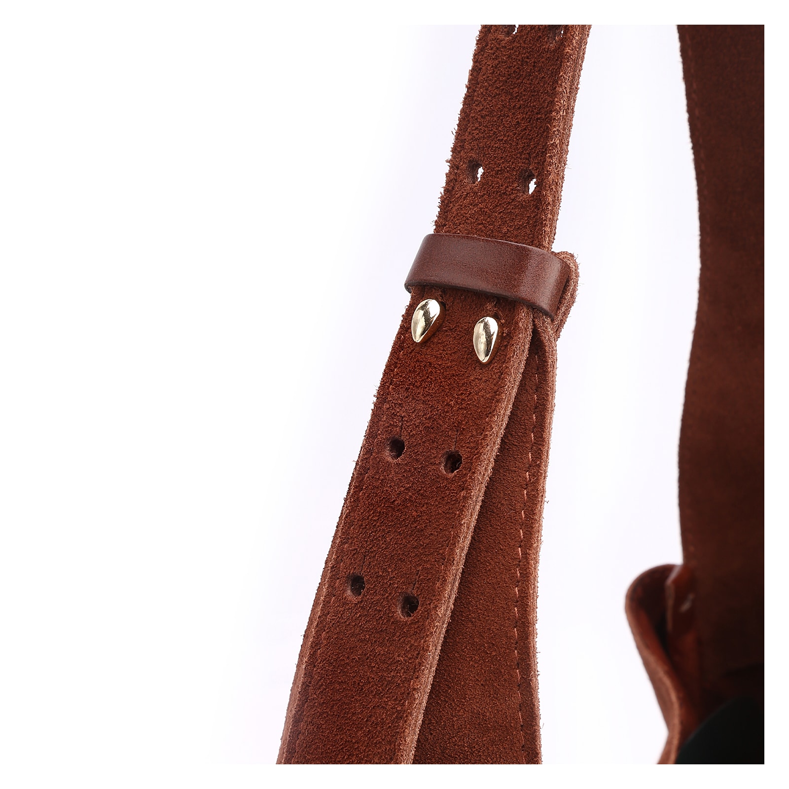 Bolsa Hobo Fivela Couro Camurça Marrom