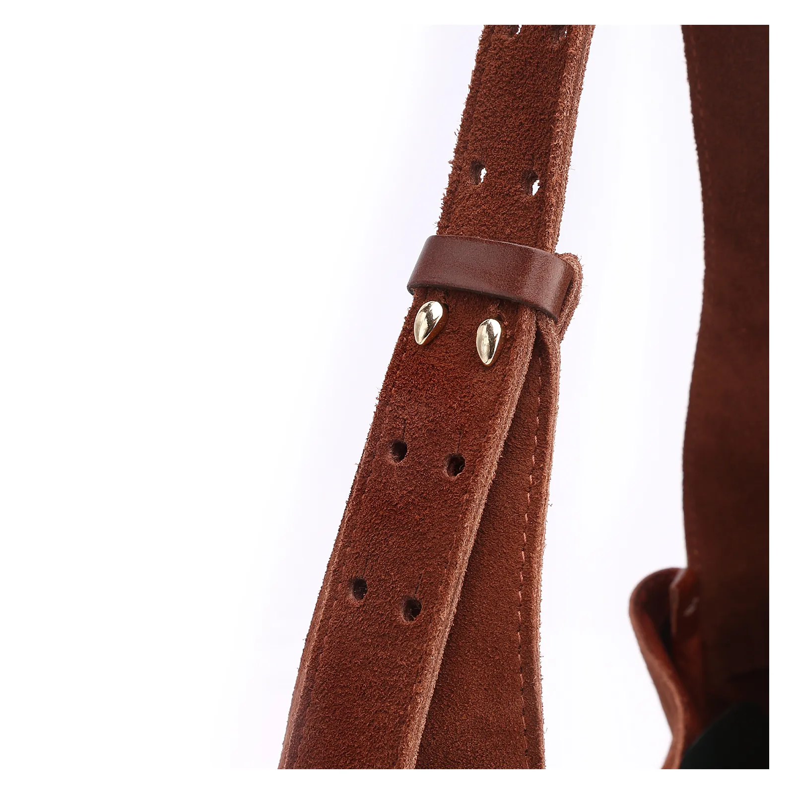 Bolsa Hobo Fivela Couro Camurça Marrom