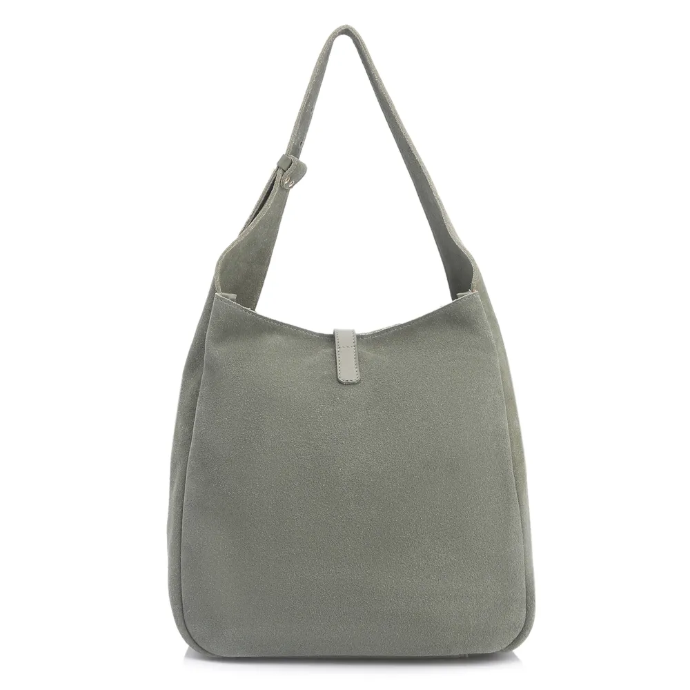 Bolsa Hobo Fivela Couro Camurça Verde - imagem 3