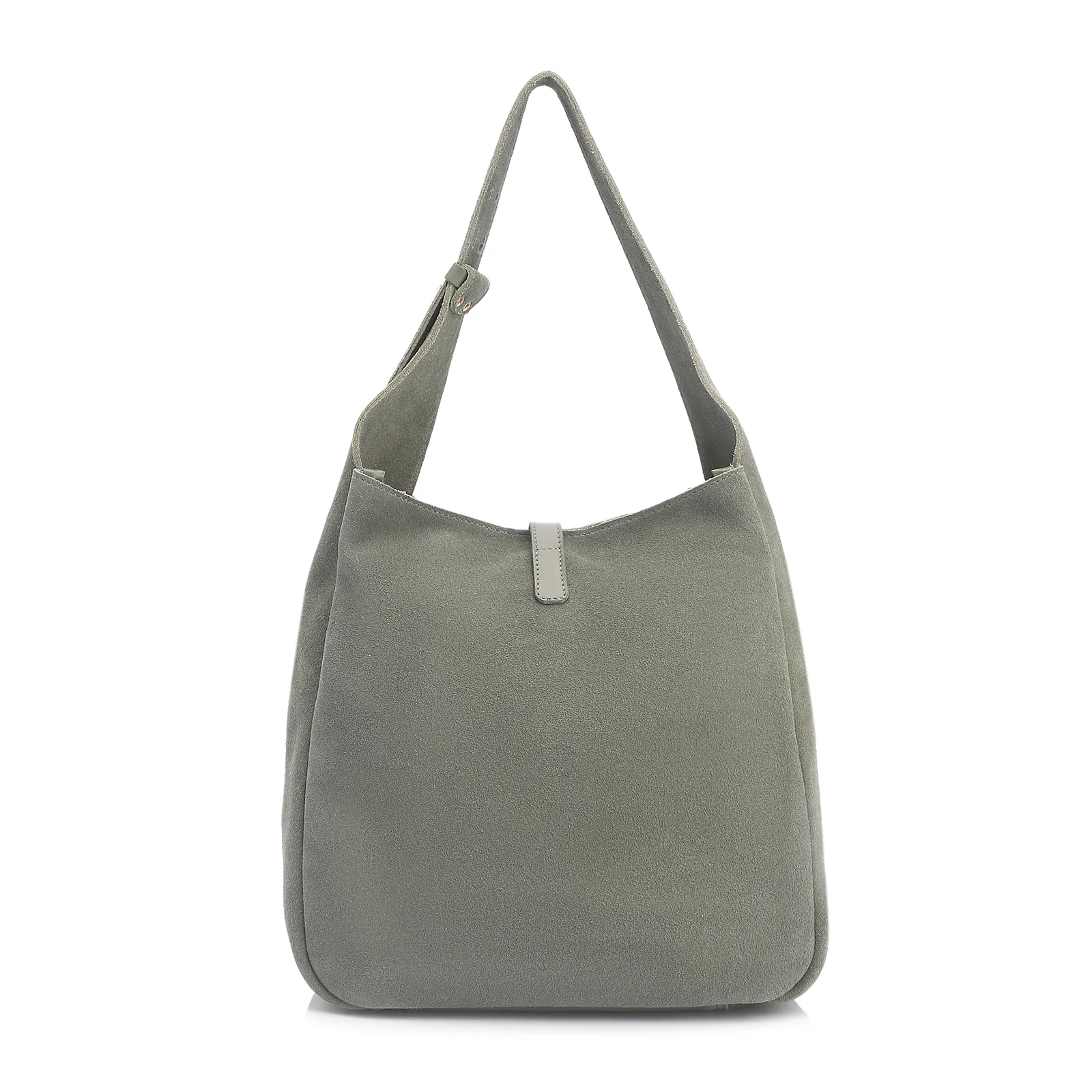 Bolsa Hobo Fivela Couro Camurça Verde