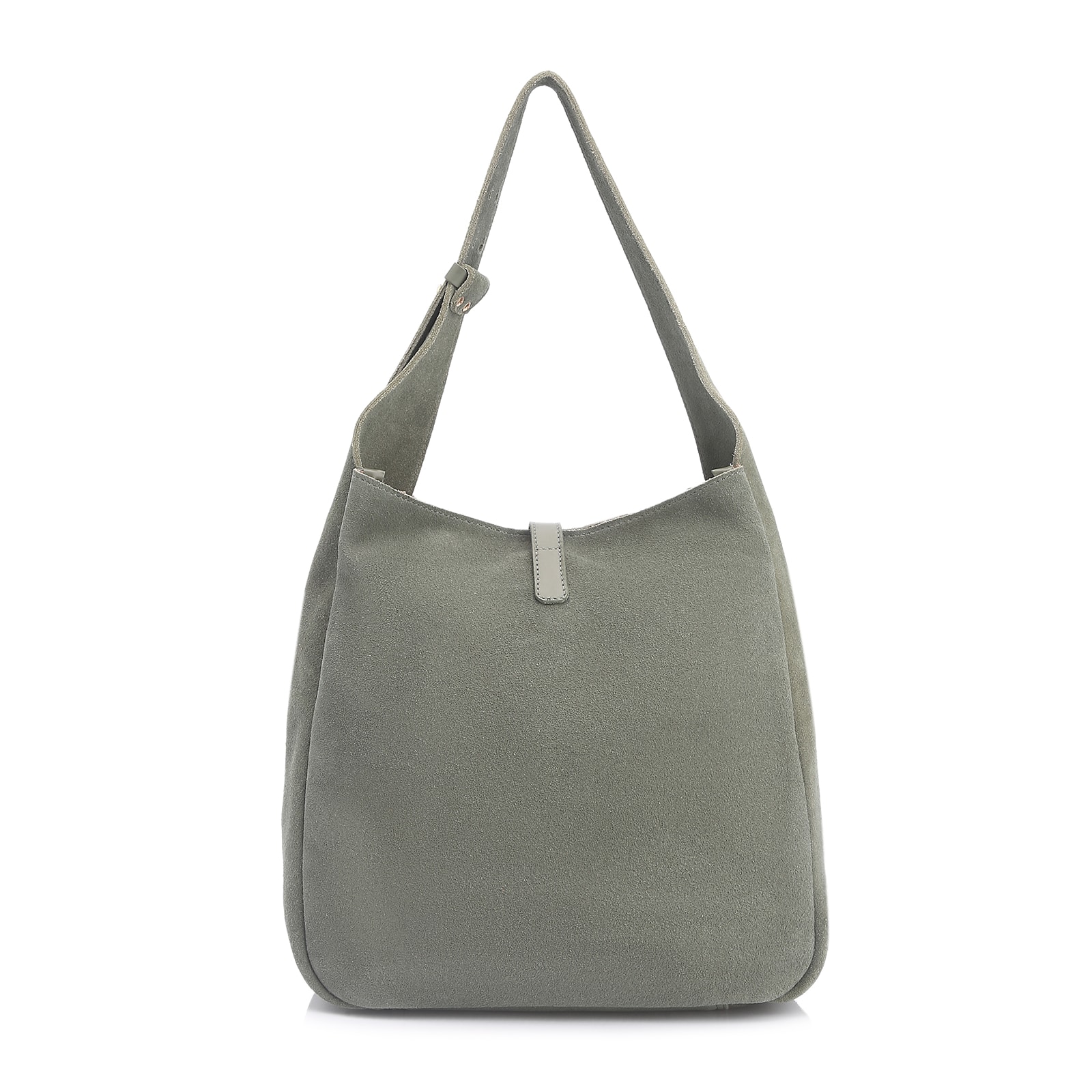 Bolsa Hobo Fivela Couro Camurça Verde