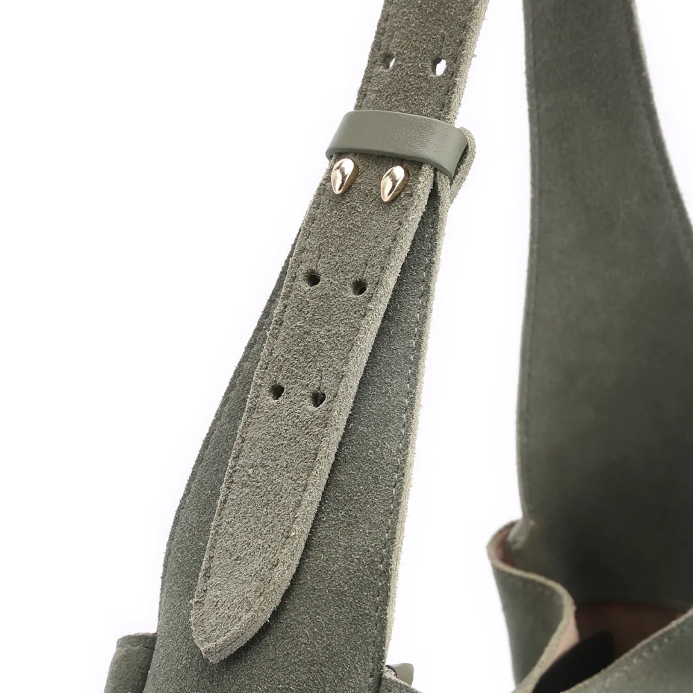 Bolsa Hobo Fivela Couro Camurça Verde - imagem 5