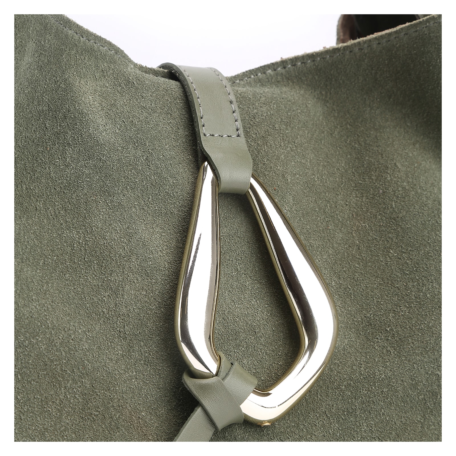 Bolsa Hobo Fivela Couro Camurça Verde
